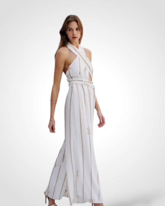 Cross-Halter Rope Detail Jumpsuit