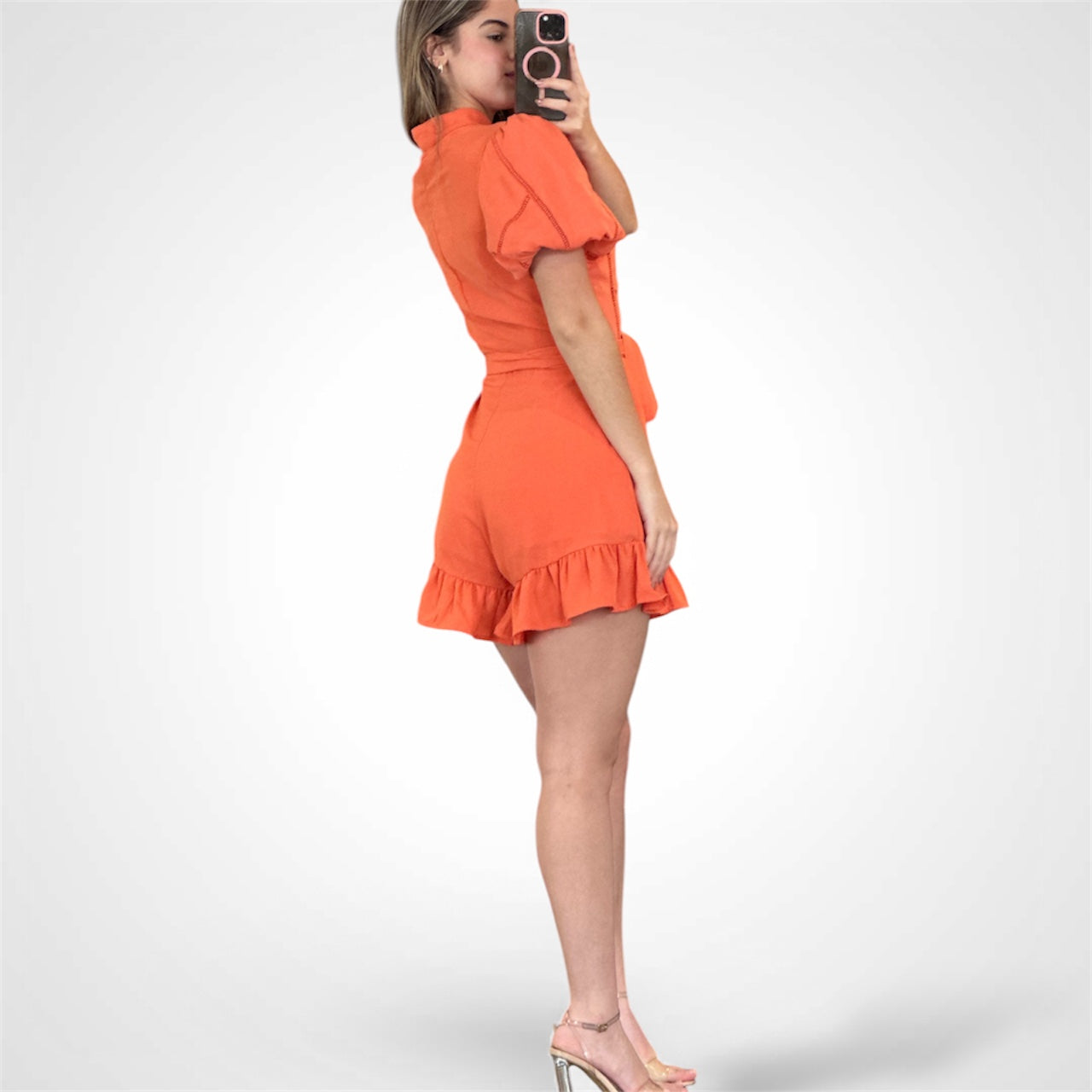 Orange Puff Romper•-3