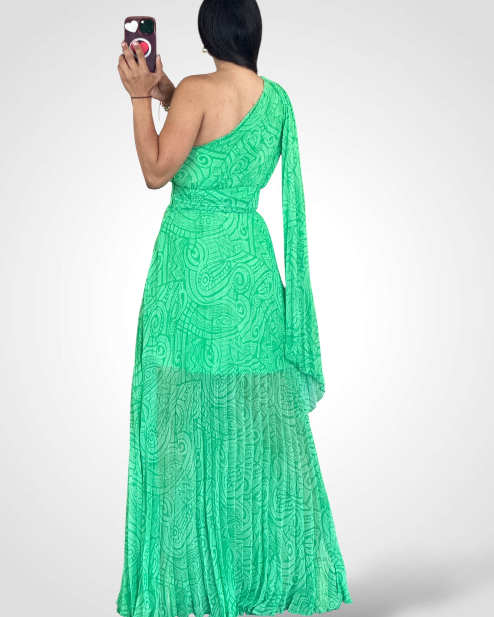 One Shoulder Print Maxi Dress•-3