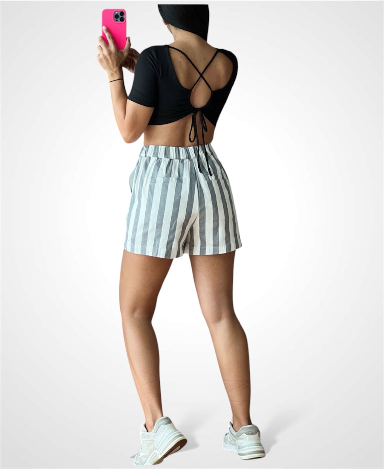 Elastic Waist Grey Shorts