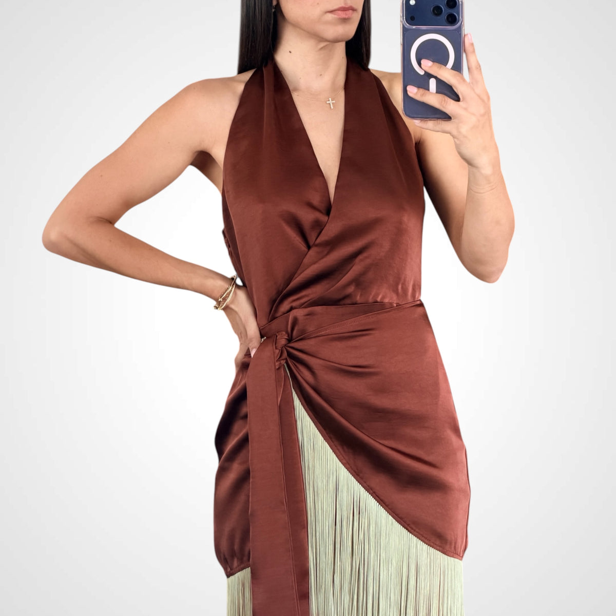 Mocha Muse Fringe Dress-2