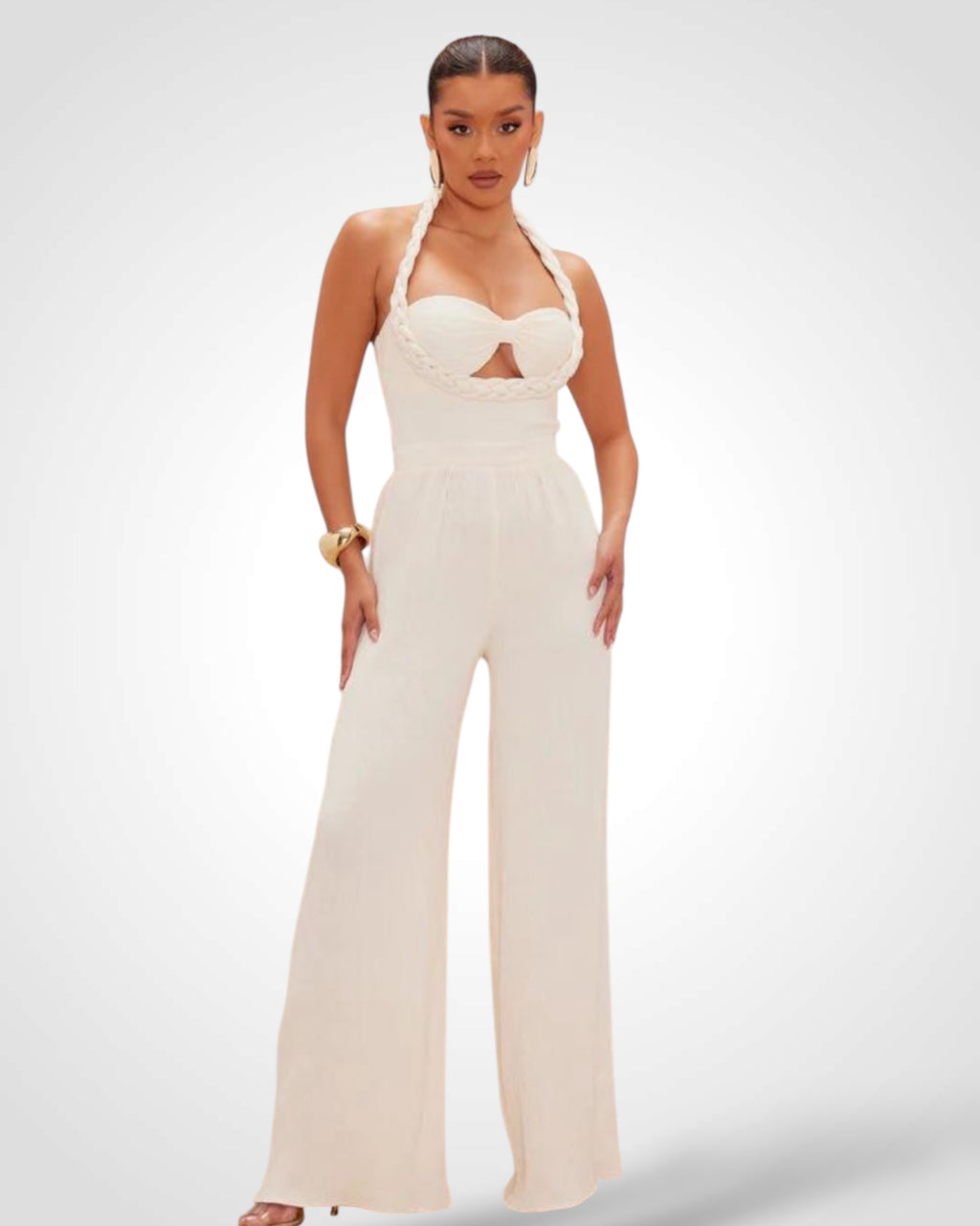 SJQ-Coconutmilk Knot Halter Jumpsuit