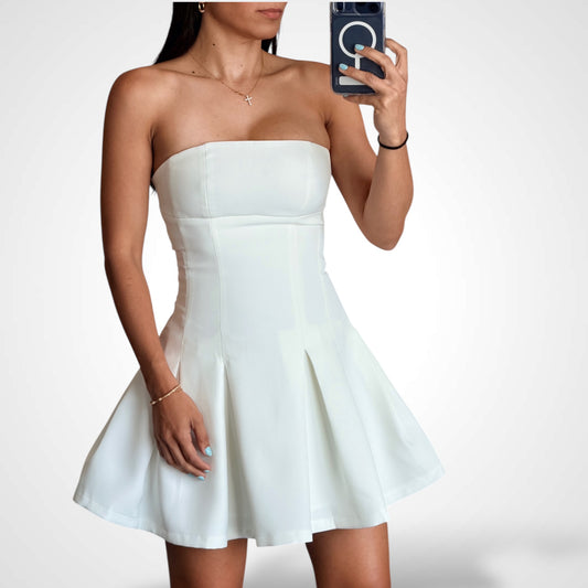 Tube Top Solid Mini Dress