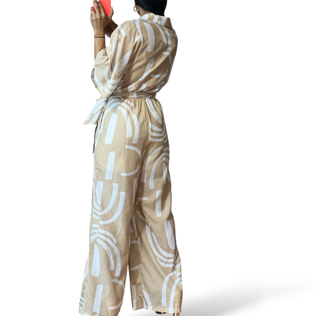 Beige Abstract Jumpsuit