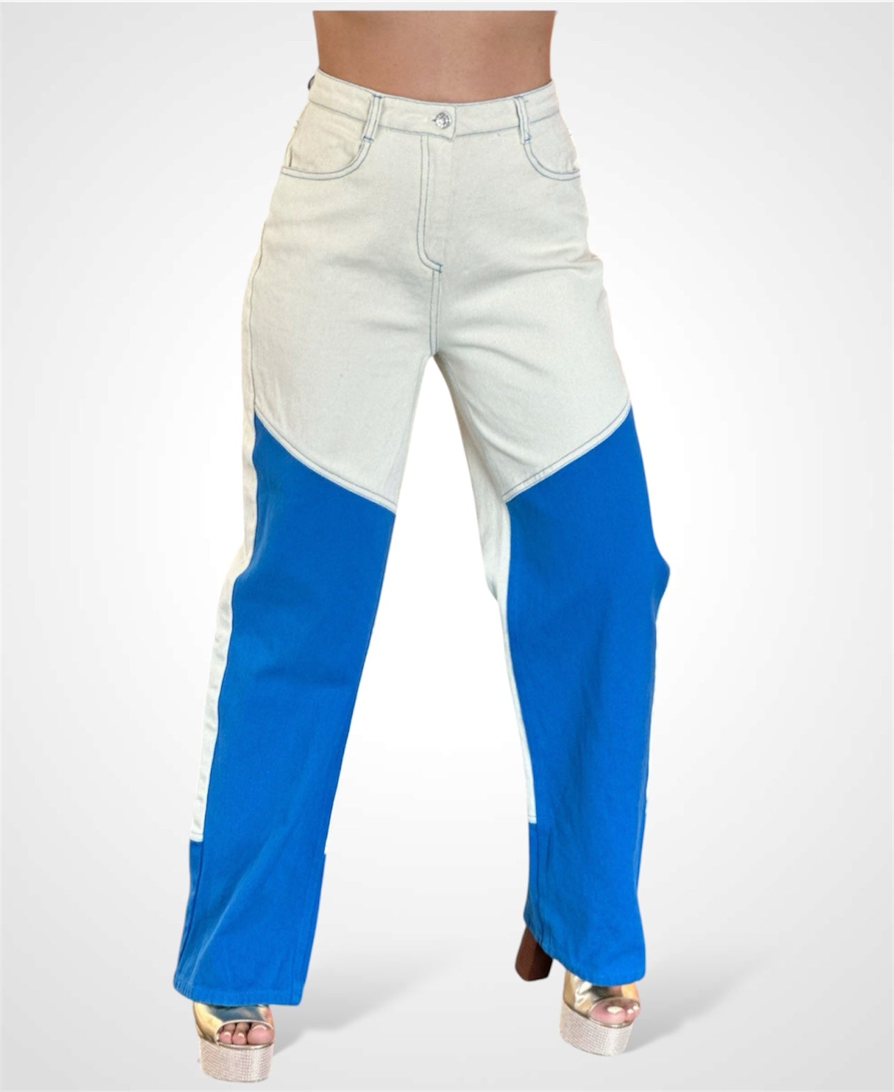 Color Block Jeans•-1