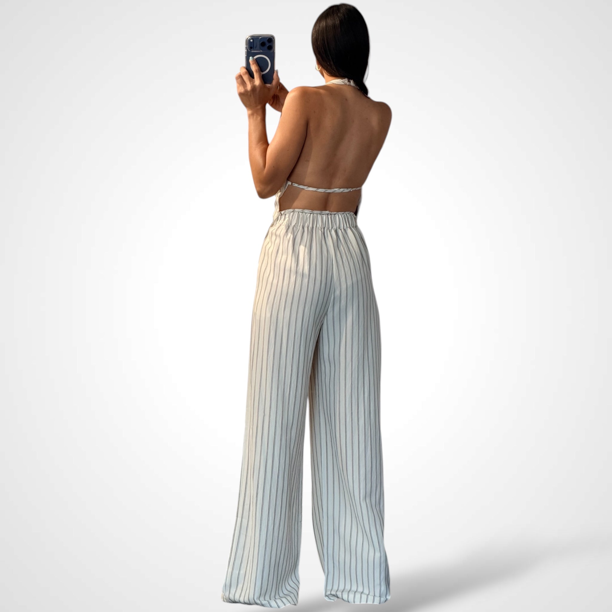 Pin Stripe Halter Neck Top and Trouser Set•-3