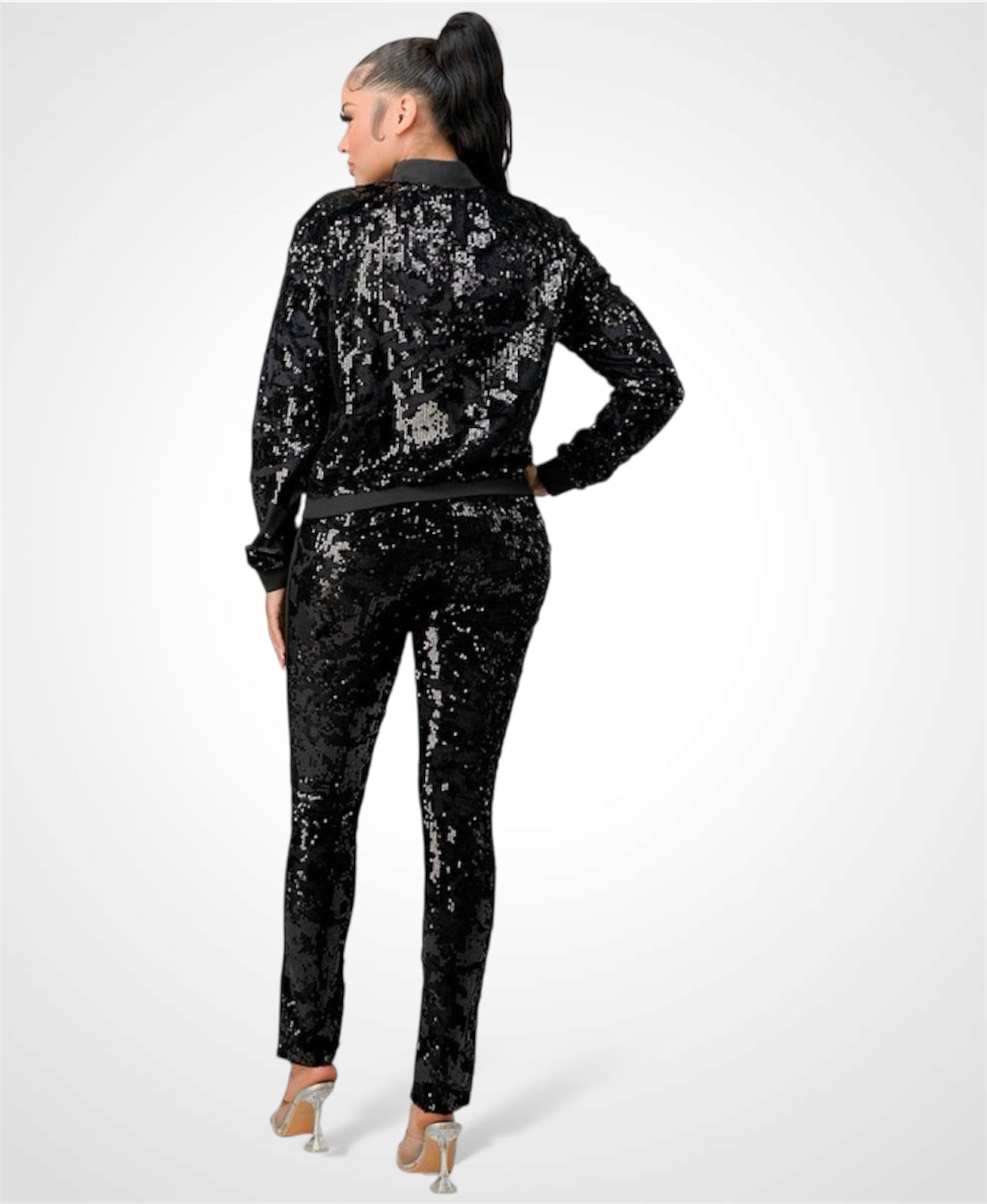 BLACK SEQUIN PANTS•-1
