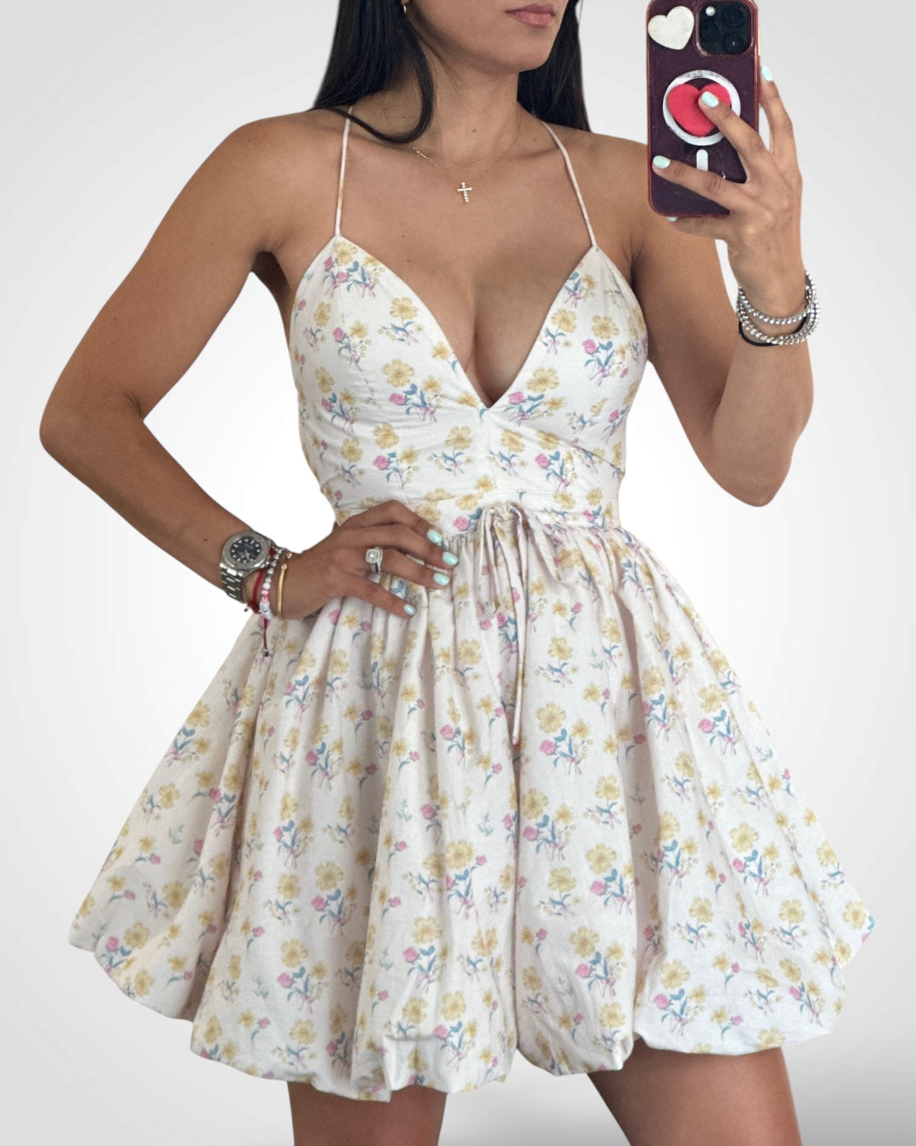 Sleeveless Flowers Mini Dress