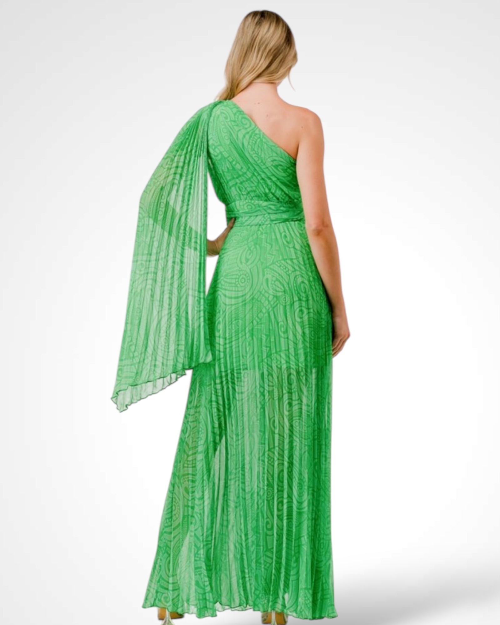 One Shoulder Print Maxi Dress•-5