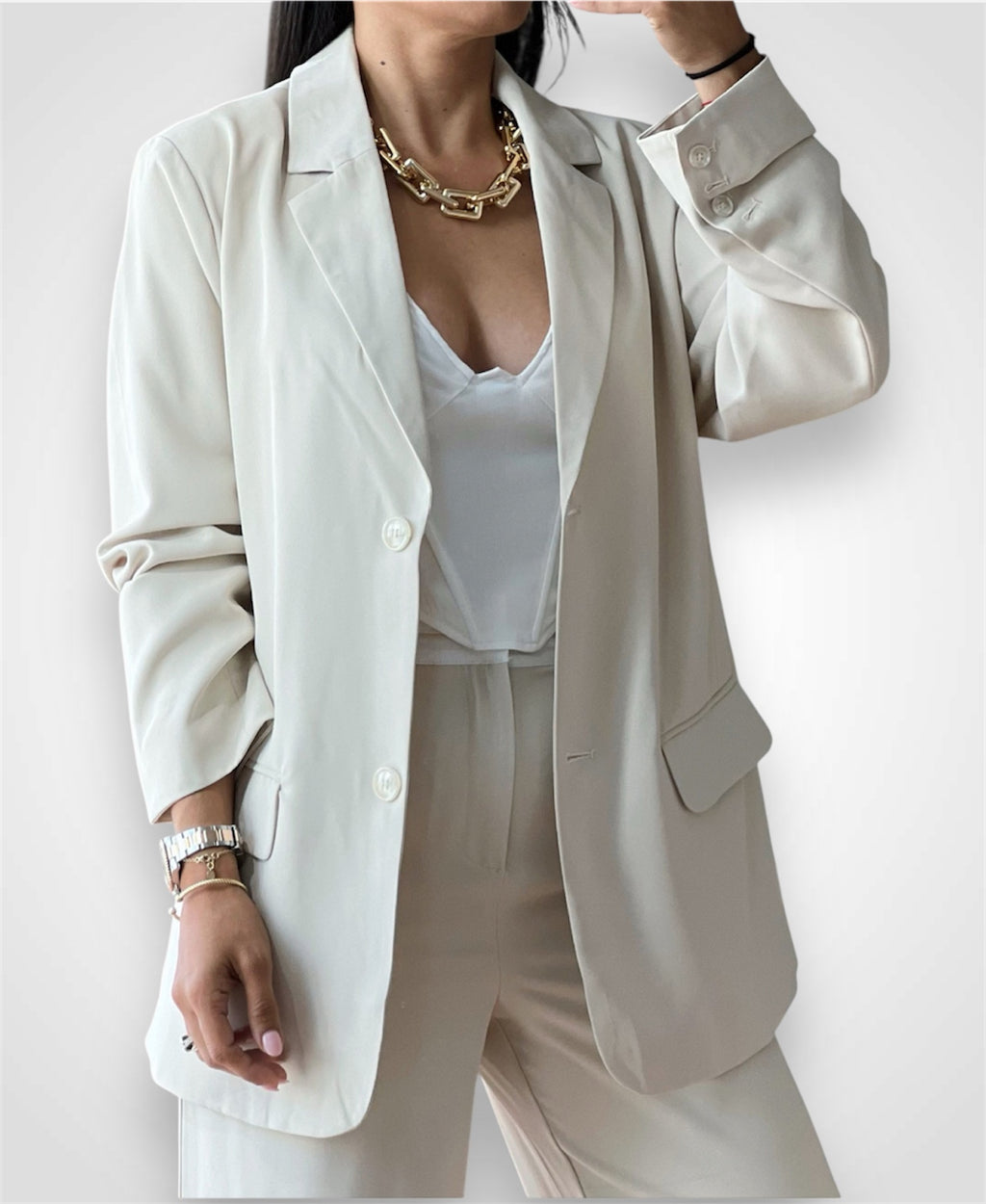 Cream Oversized Blazer