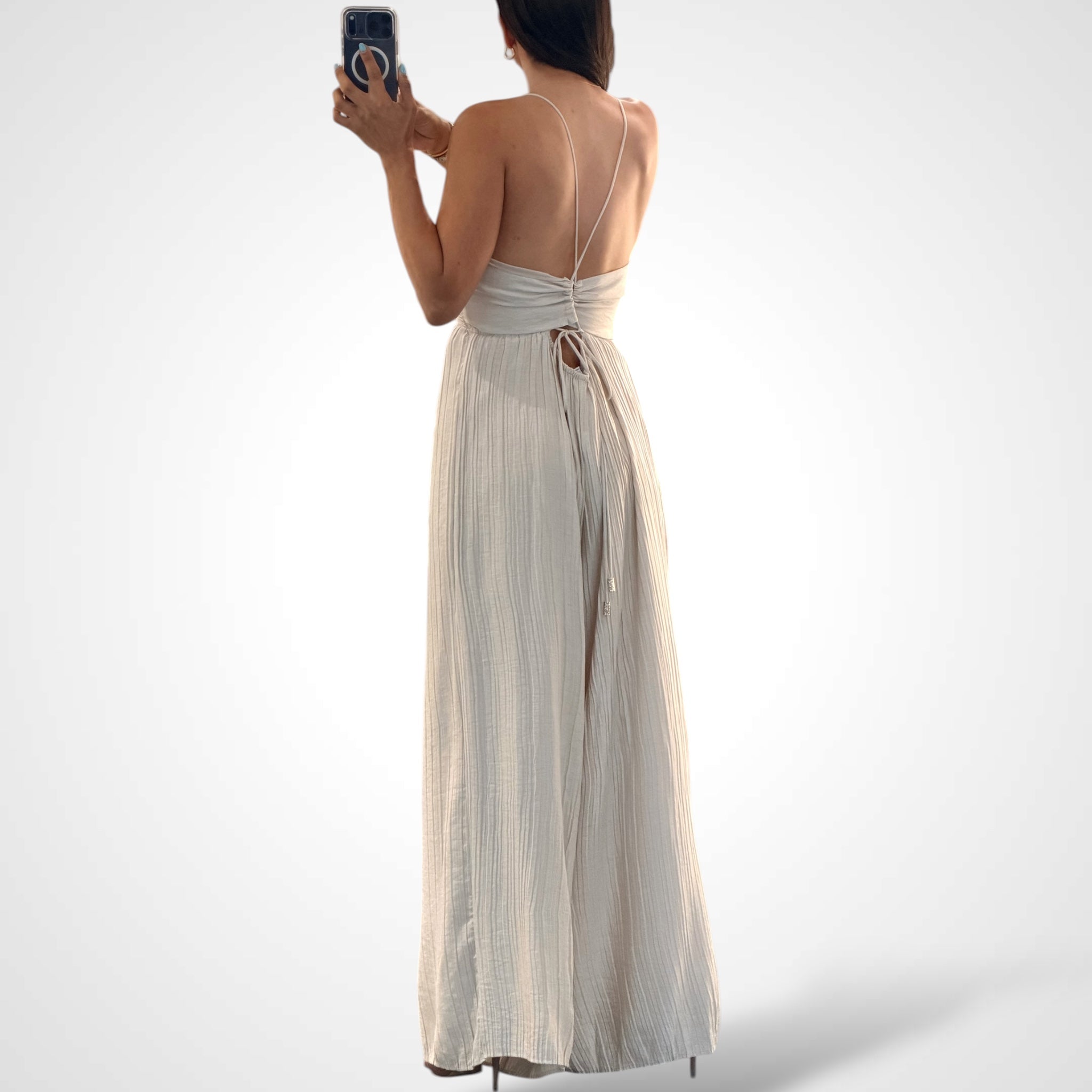 Golden Grace Crisscross Back Maxi Jumpsuit•-3