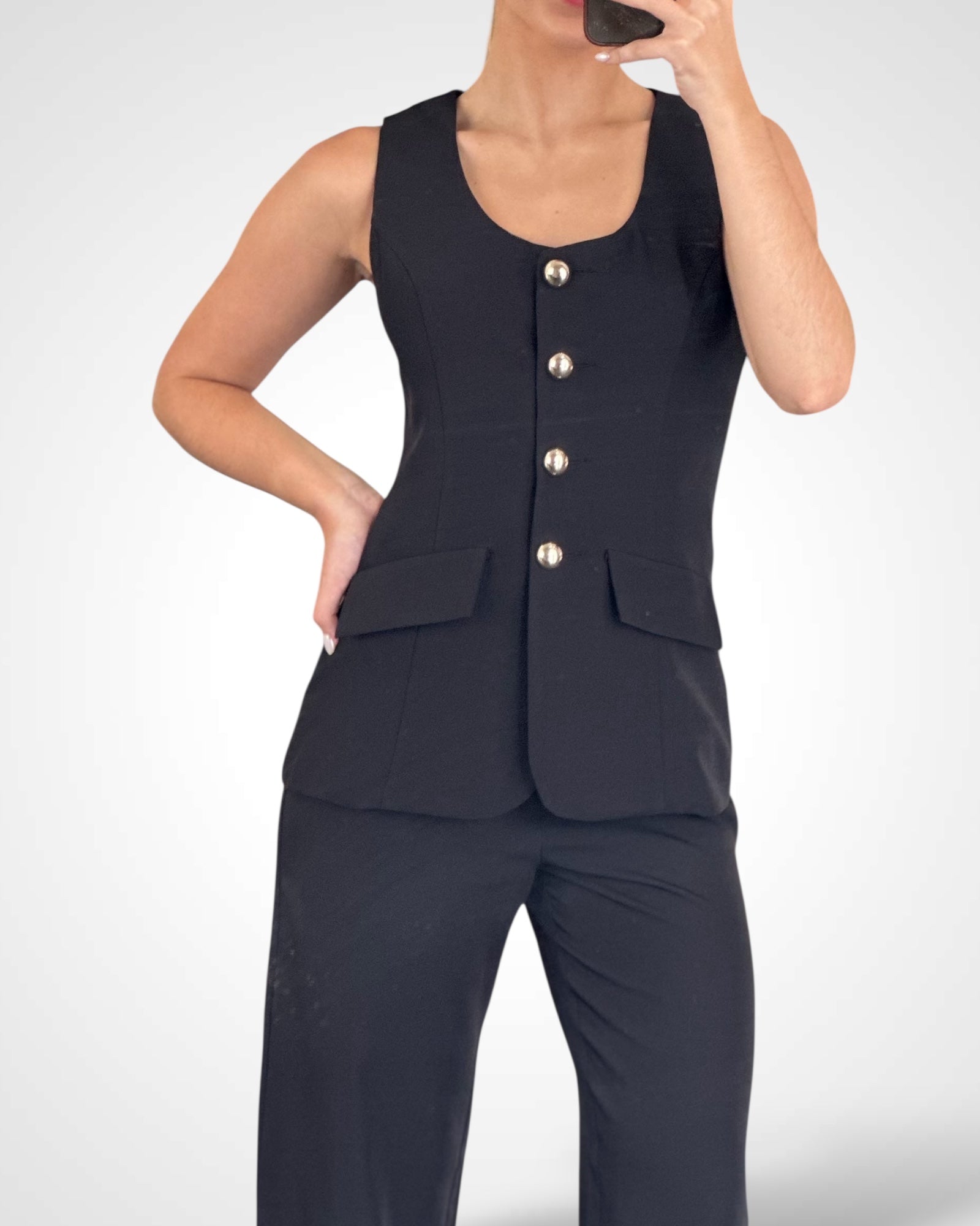 Black Gold Accent Jumpsuit