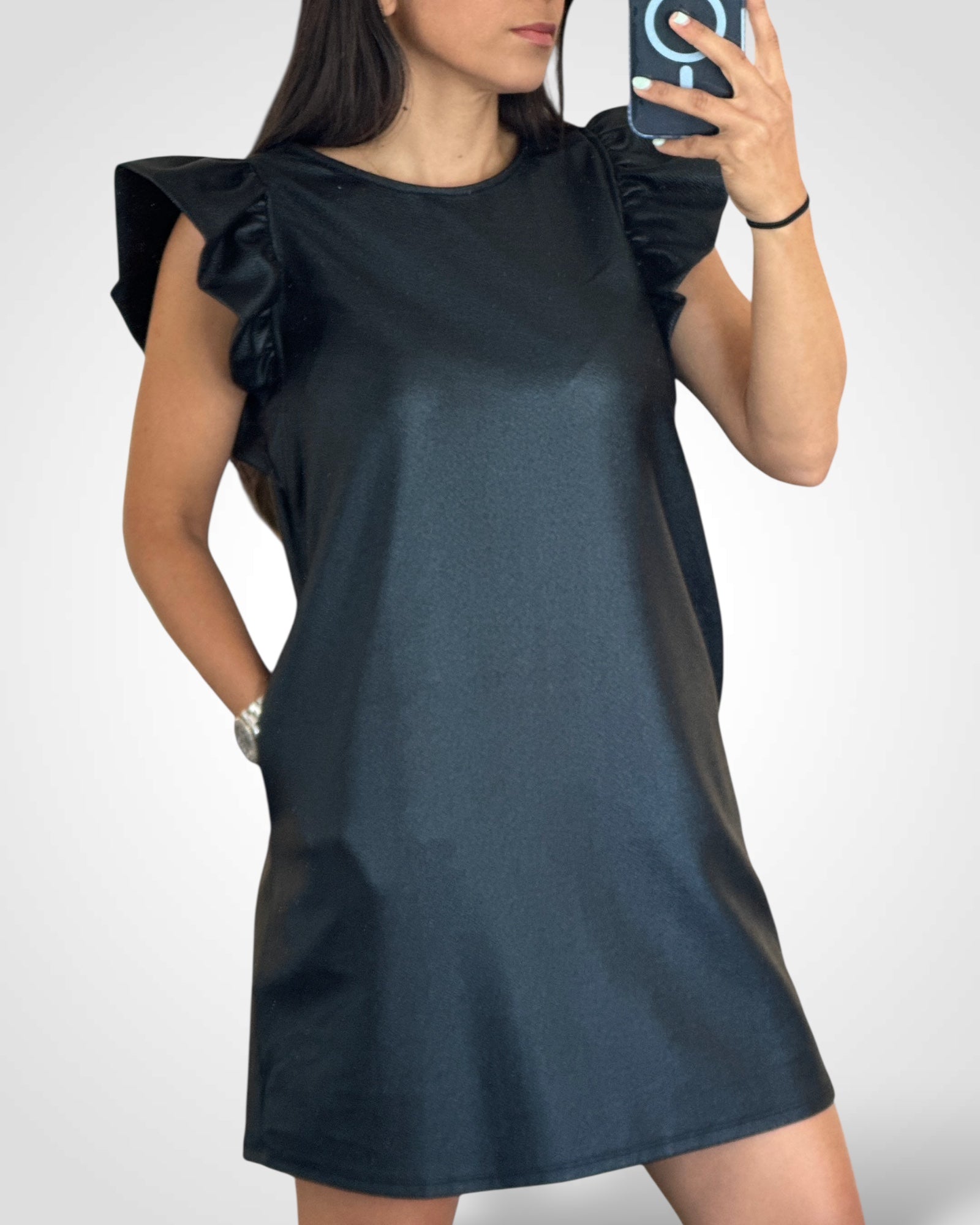 METALLIC STRETCHED JACQUARD MINI DRESS•