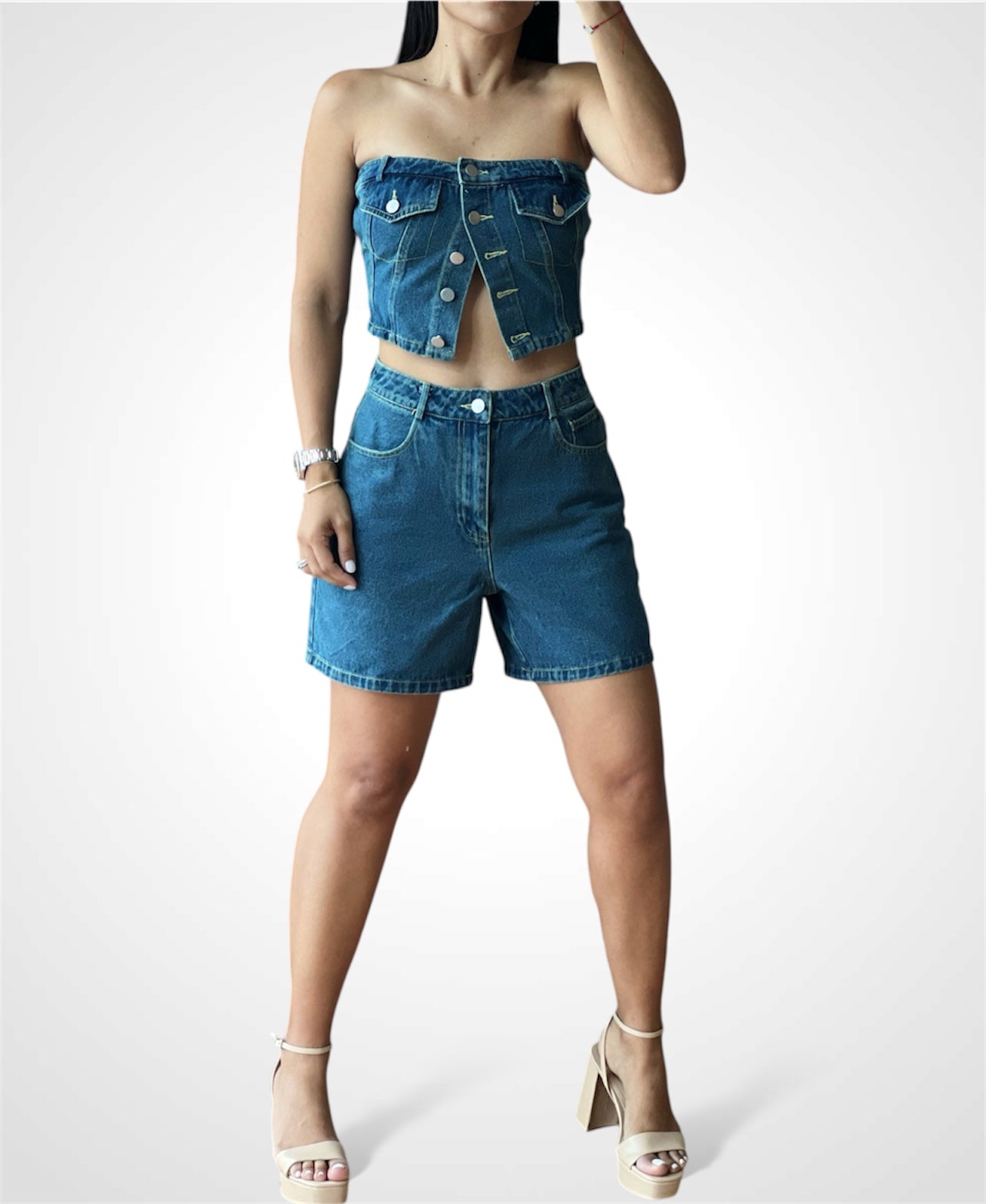 Denim Tube Top•-2