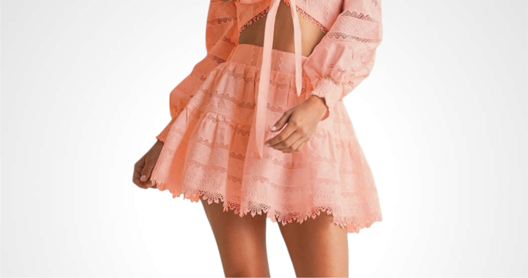 LACE COTTON MINI SKIRT•-4