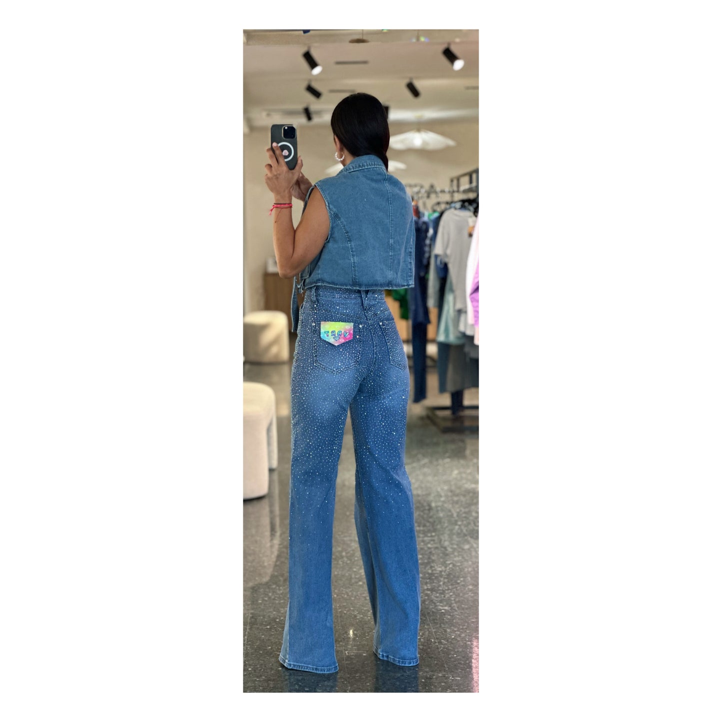 BLUE DENIM VEST TOP