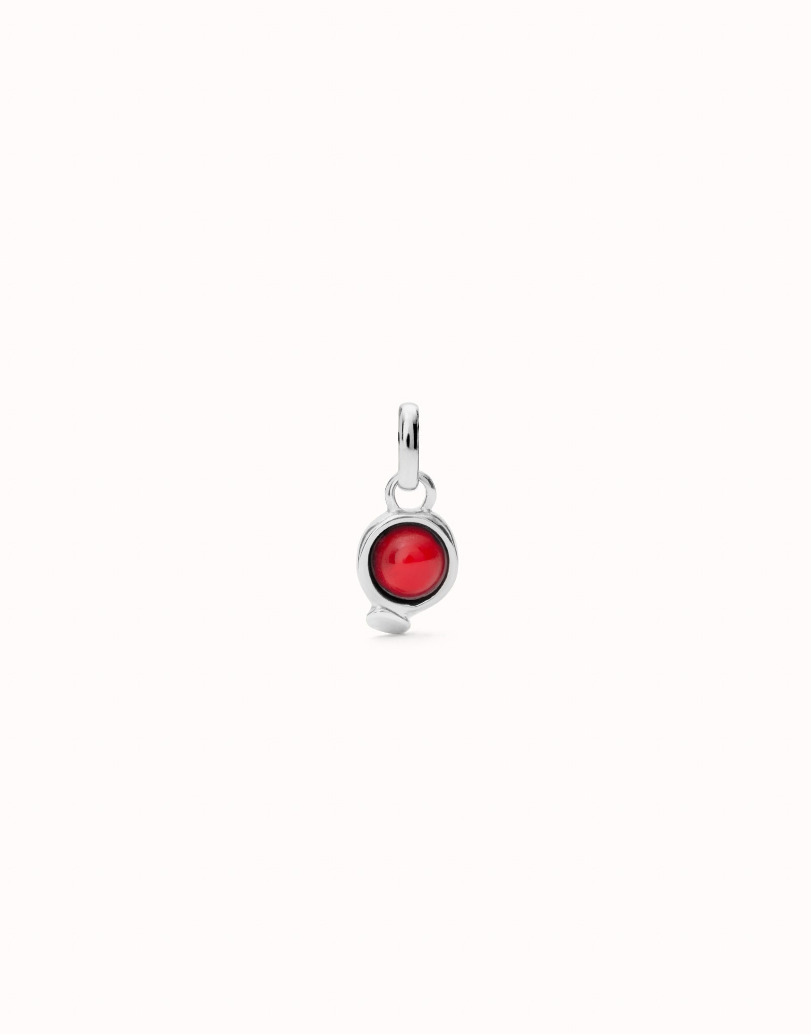 Uno de 50 Sterling silver-plated charm with red stone•-1