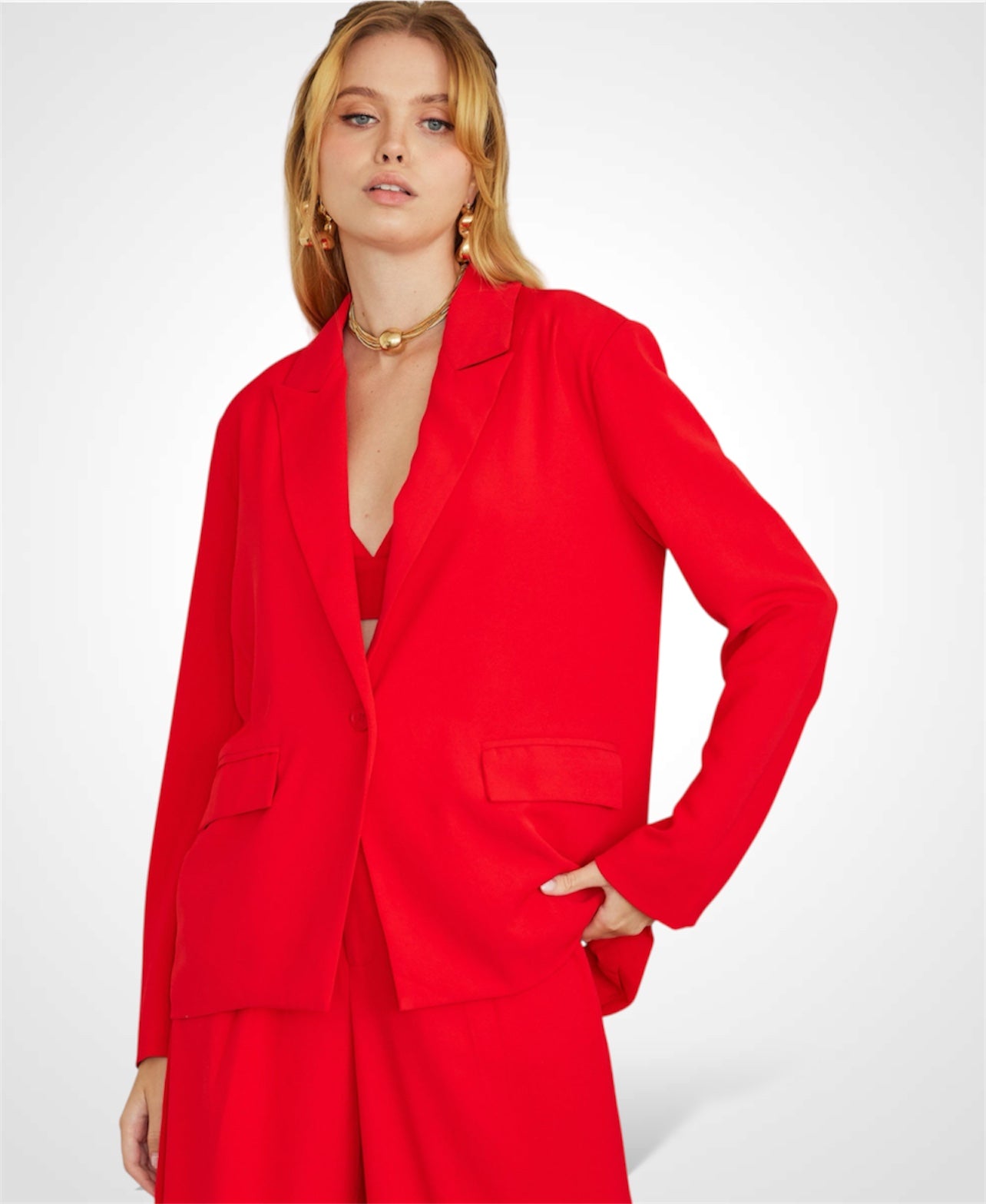 LOOSE FIT SINGLE BREASTED W/ ONE BUTTON BLAZER