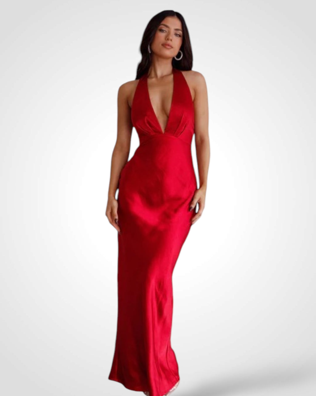 SJQ-Halterneck Satin Maxi Dress
