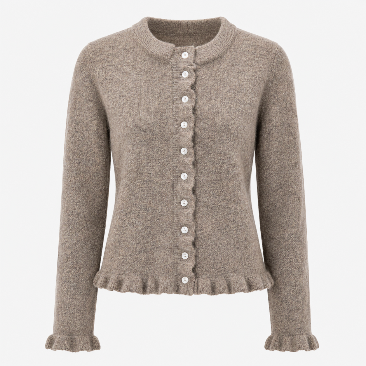 RUFFLED LONG SLEEVES CARDIGAN TOP-4