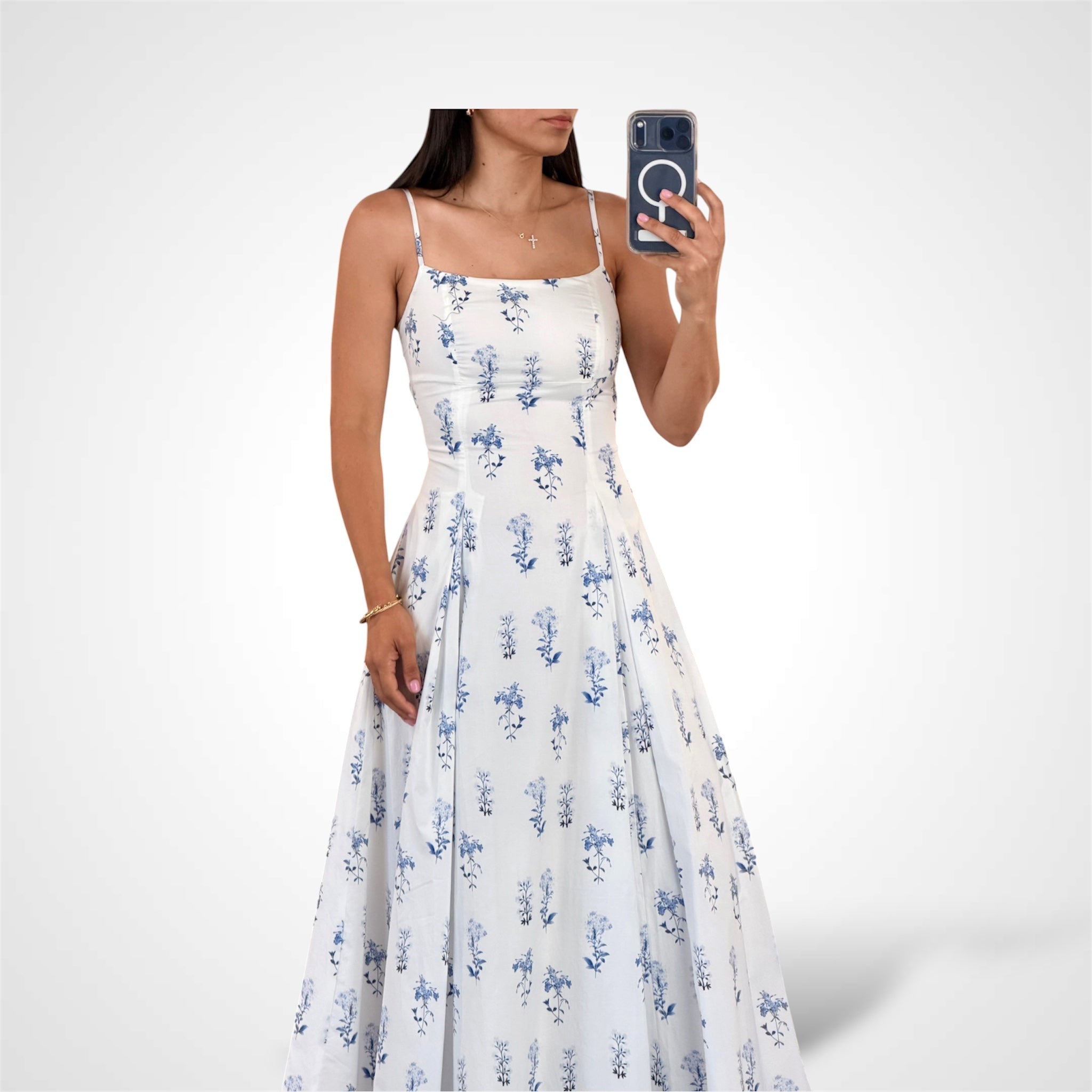 Floral Printed Strap Midi Dress-2