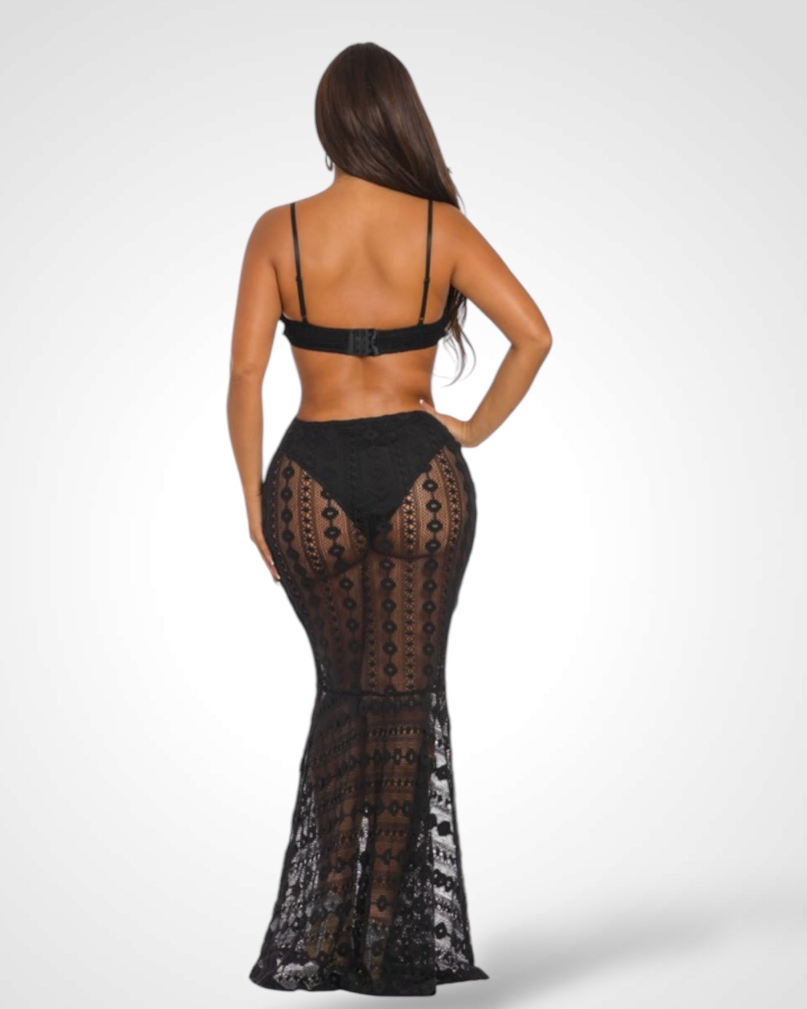 RING HOLLOW KNITTED BACKLESS MIXI DRESS