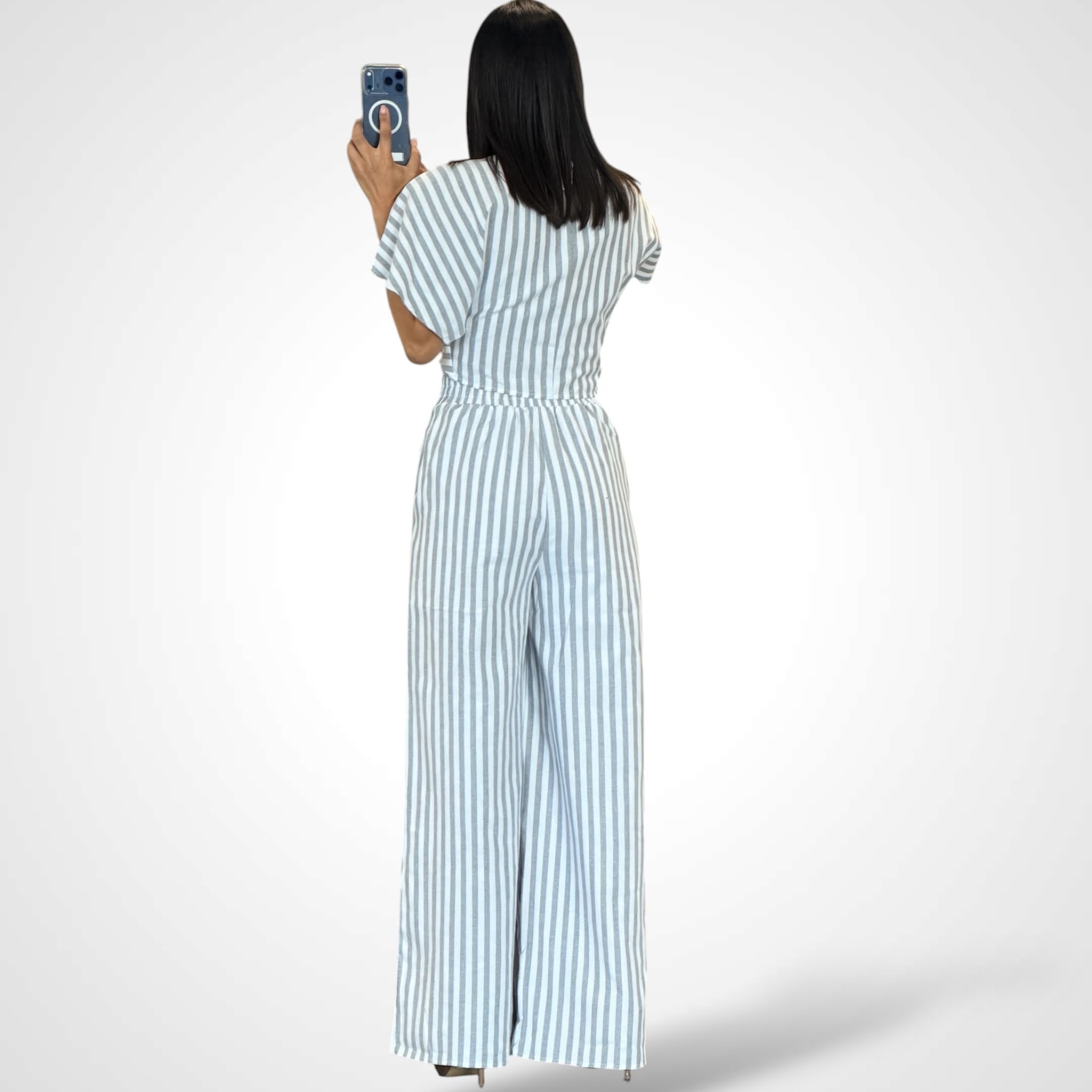 STRIPED TWIST FRONT TOP & PANTS-2