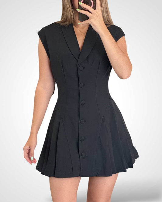 Side pleated blazer dress