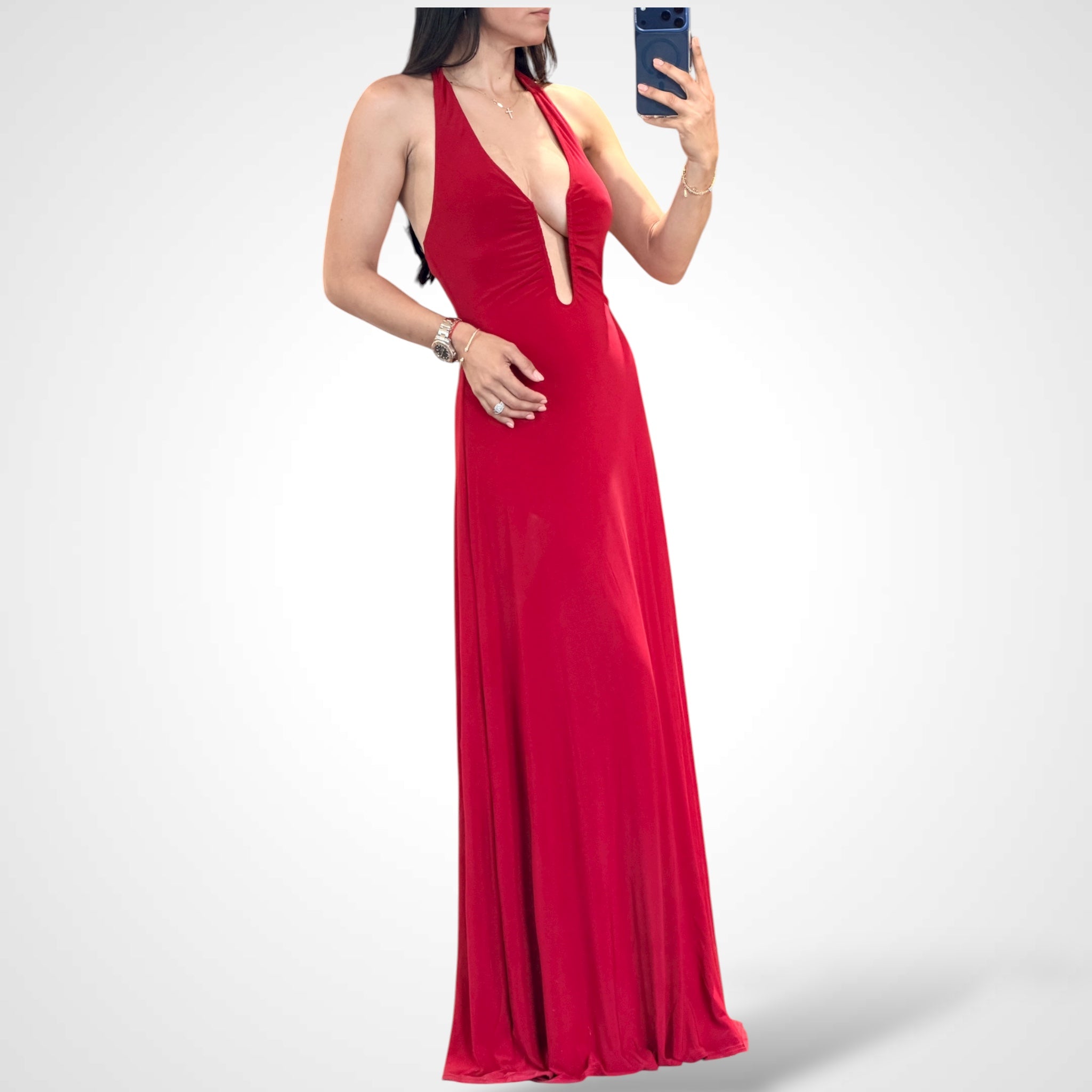 Elegance Slinky Maxi Knit Dress•-1