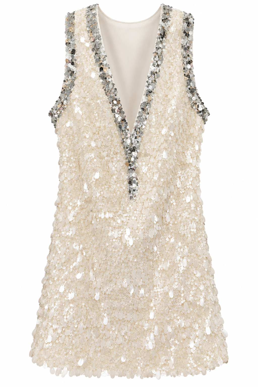 Cream Sequin Mini Dress-5