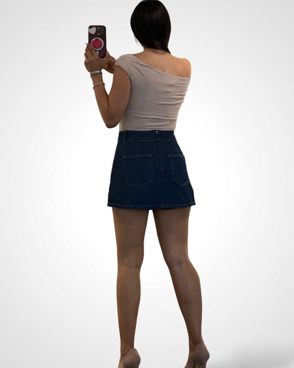 DENIM SKORT WITH FRONT SLIT