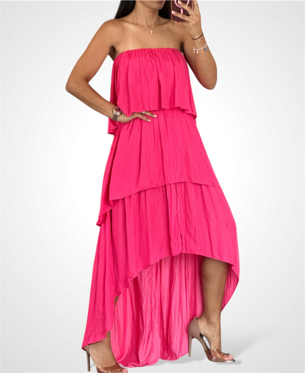 TIERED HIGH LOW DRESS