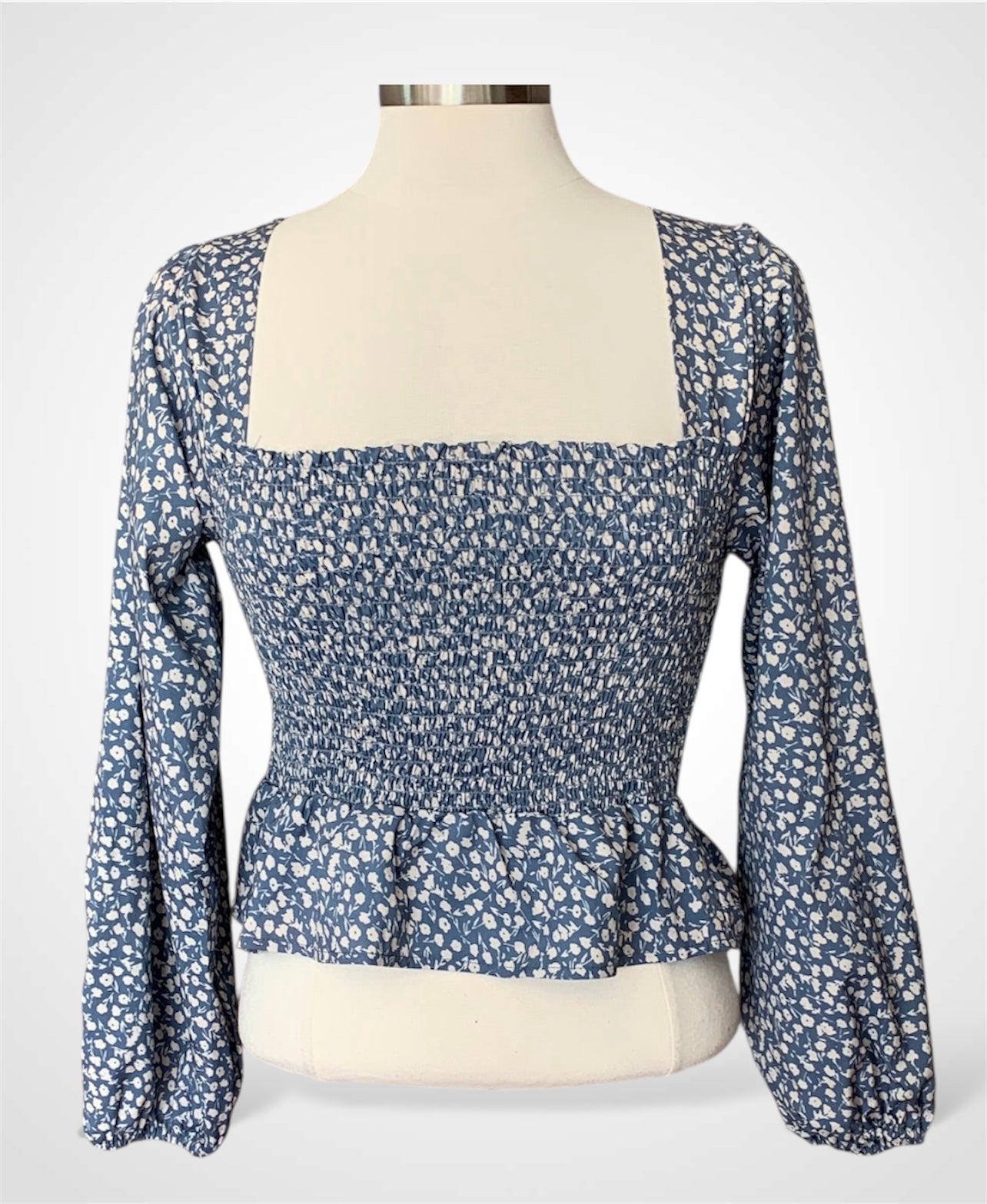 DENIM BLUE LONG SLEEVE TOP