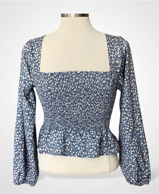 DENIM BLUE LONG SLEEVE TOP