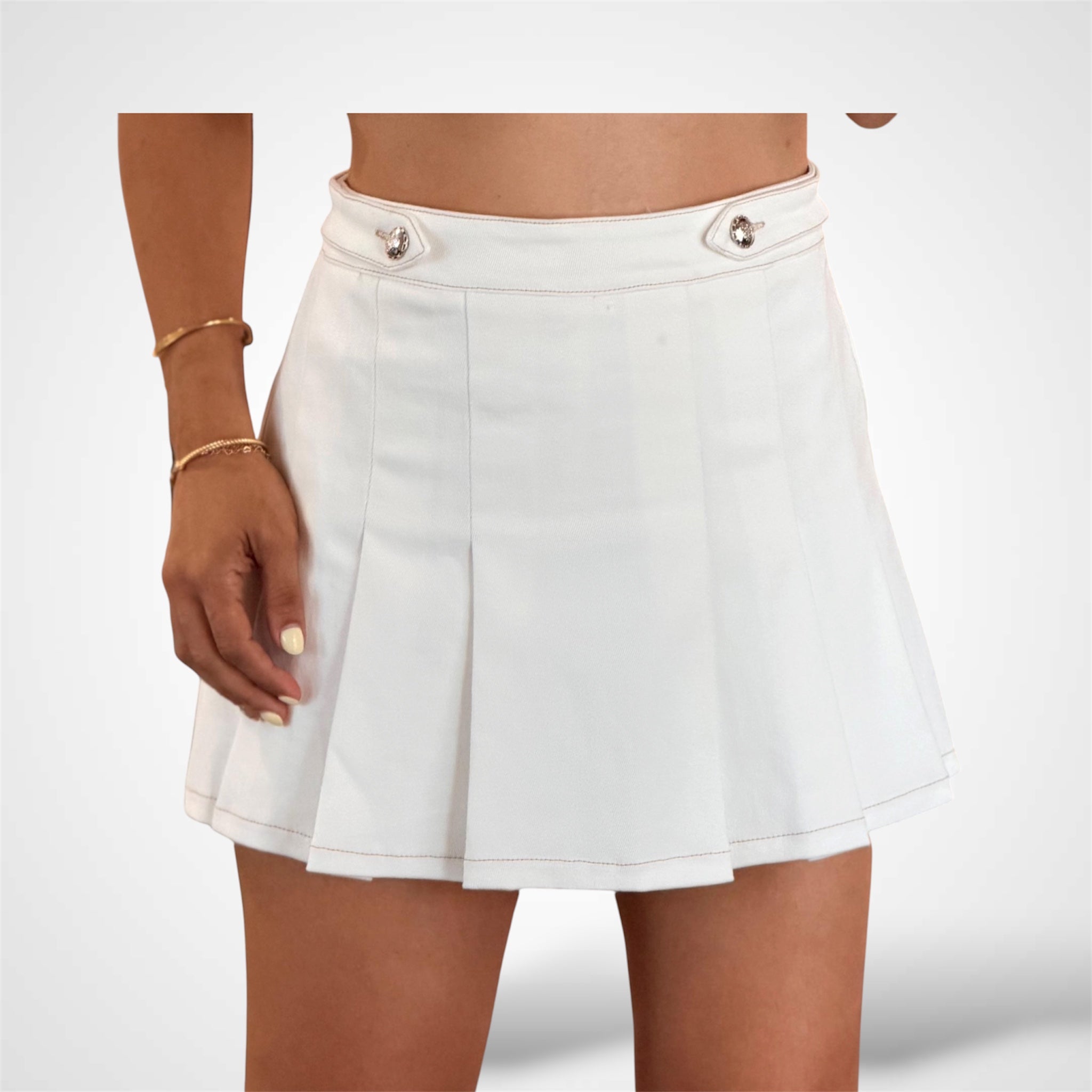 White Solid Woven Vest with skort-3