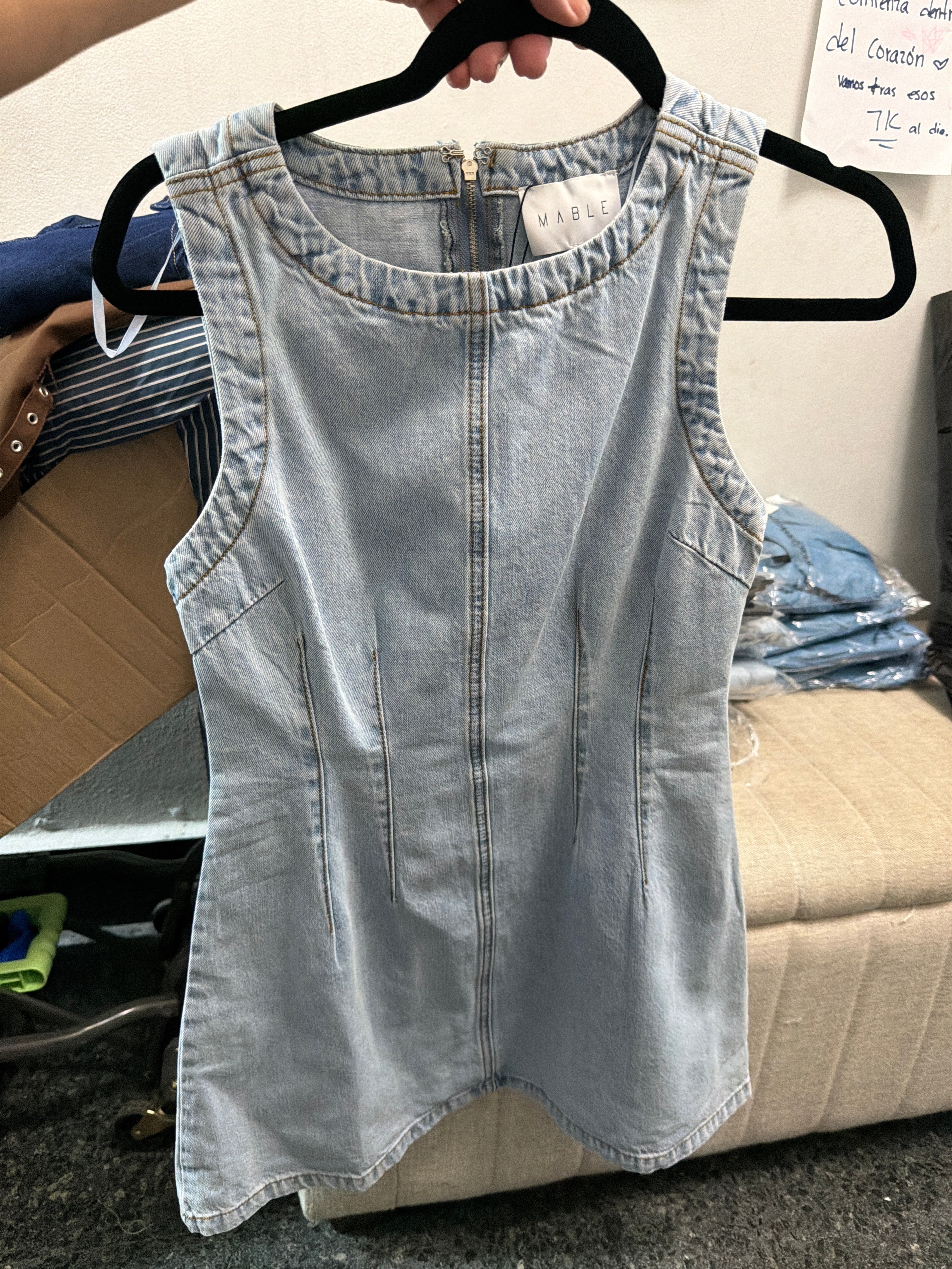 Sleeveless Denim Mini Dress-1