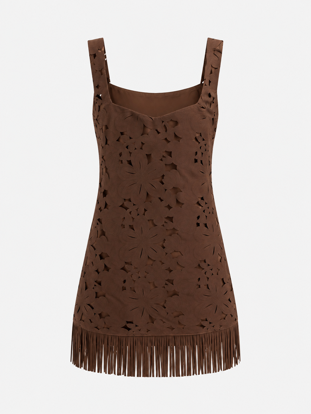 Suede Fringe Mini Dress-3