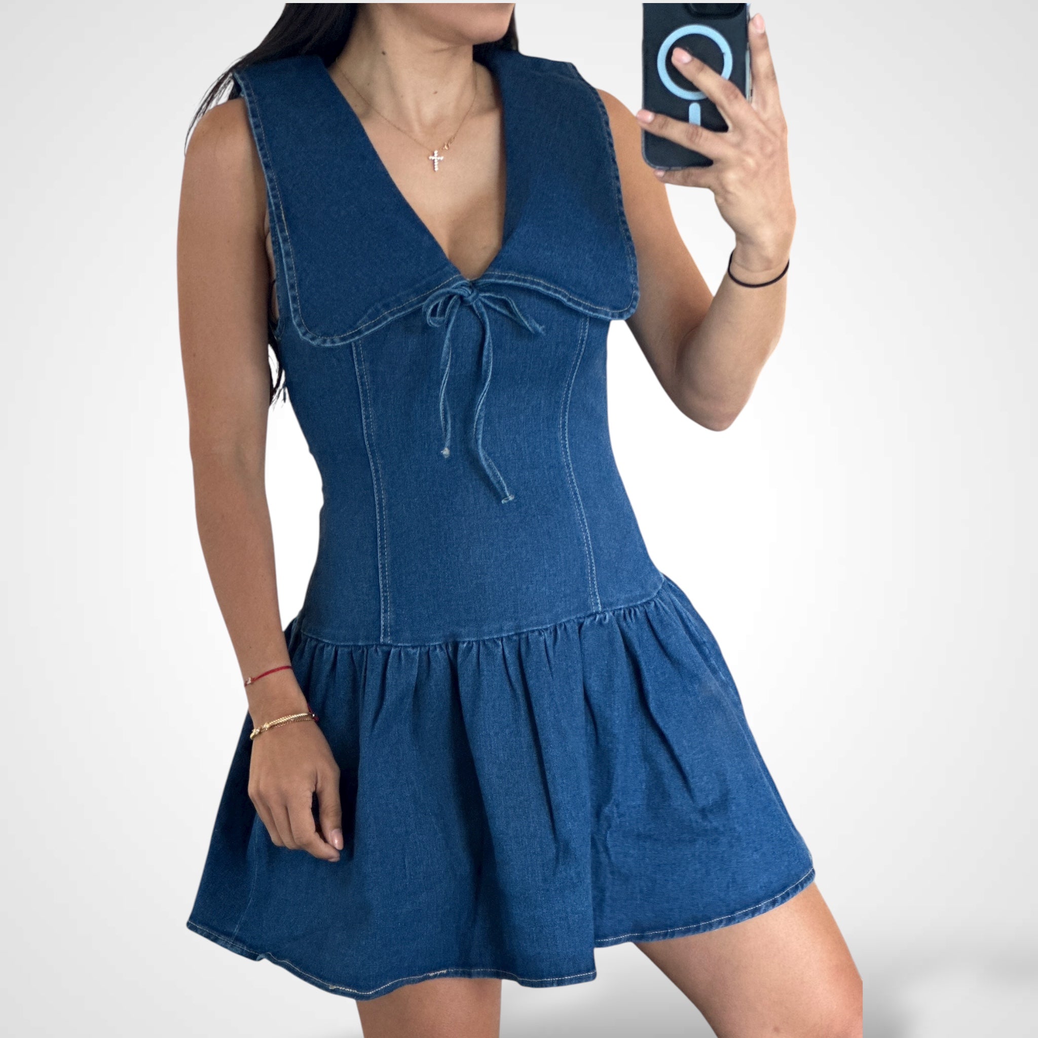 Denim Bib Mini Dress