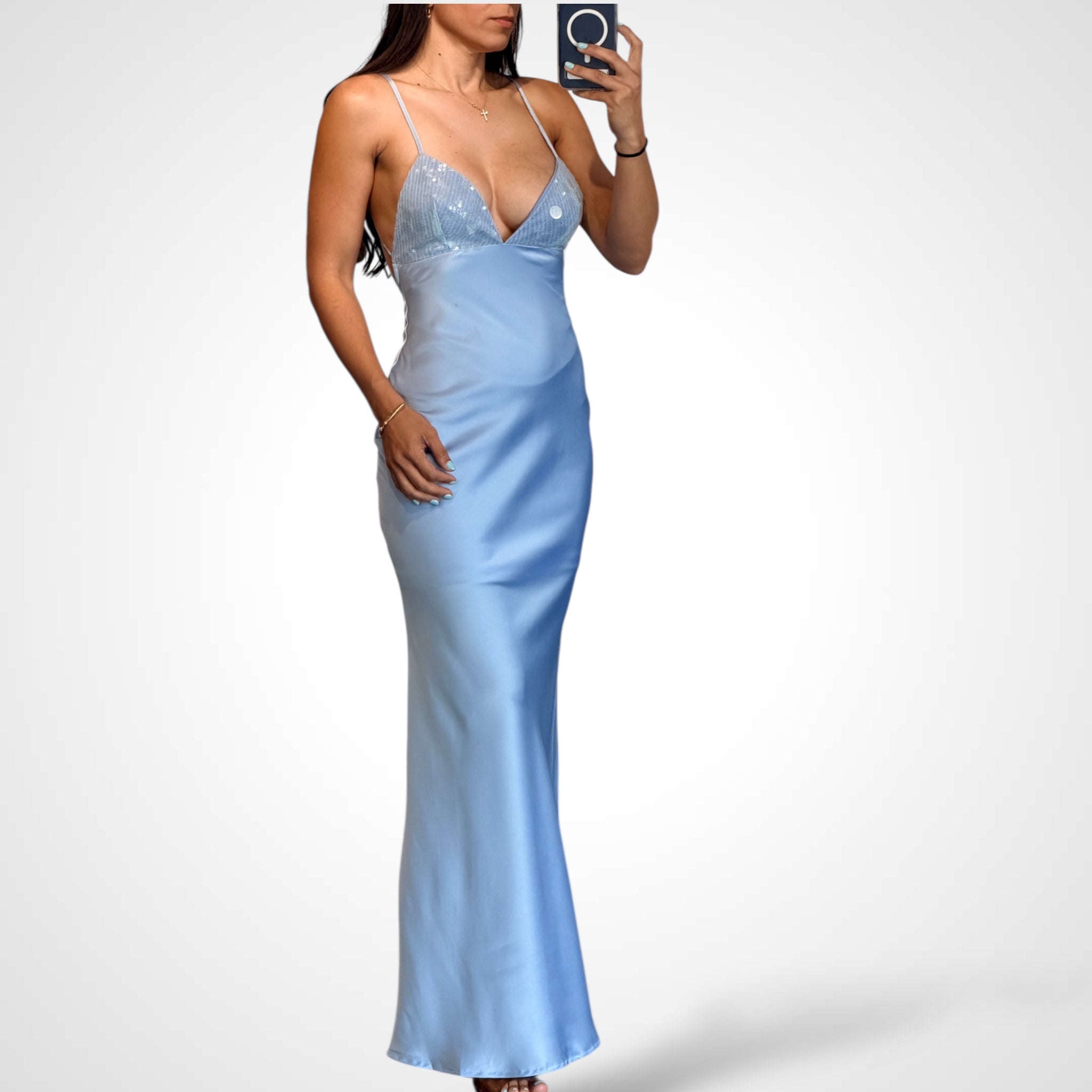 Deep Sequin Maxi Dress•-1