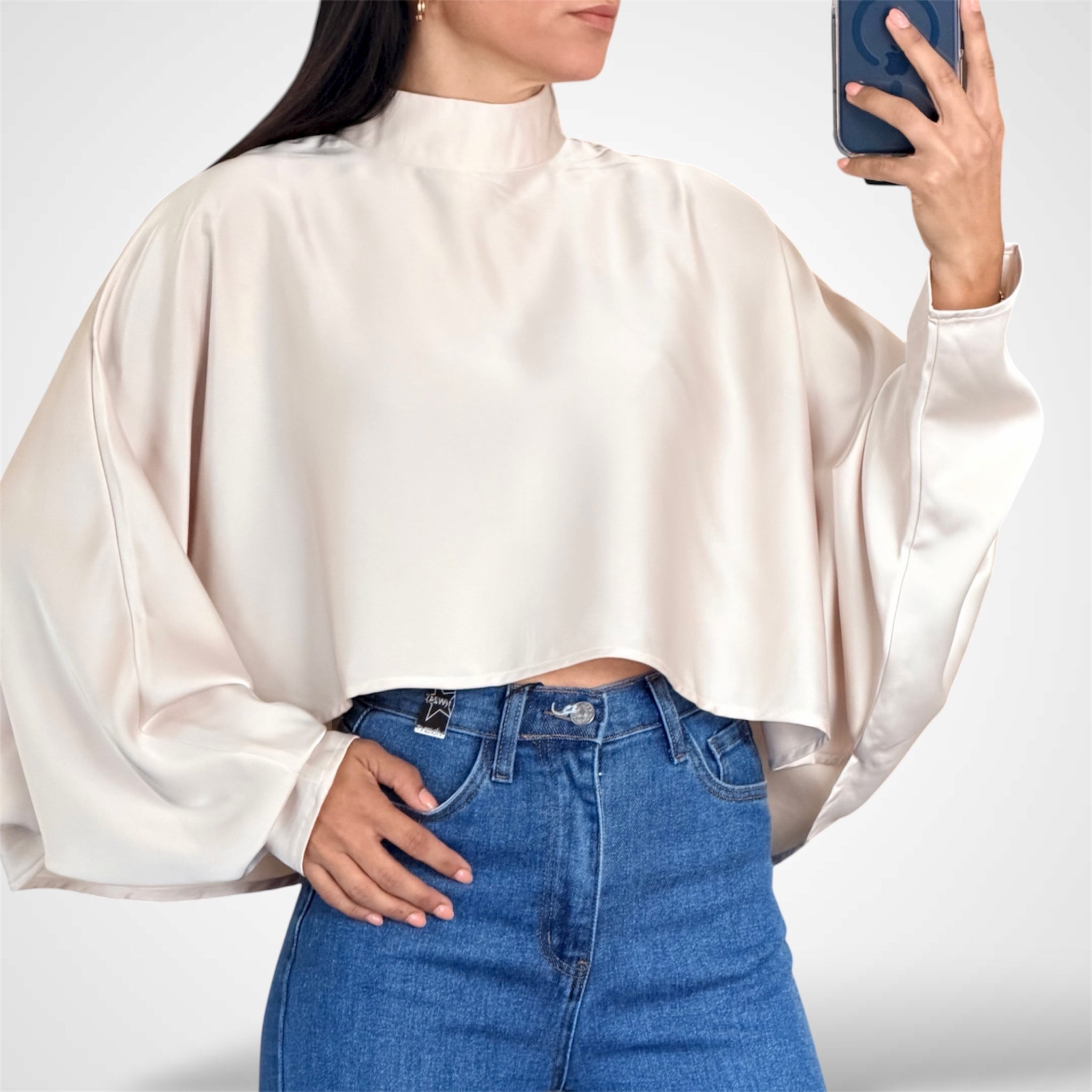 MOCK NECK CAFTAN CROP TOP