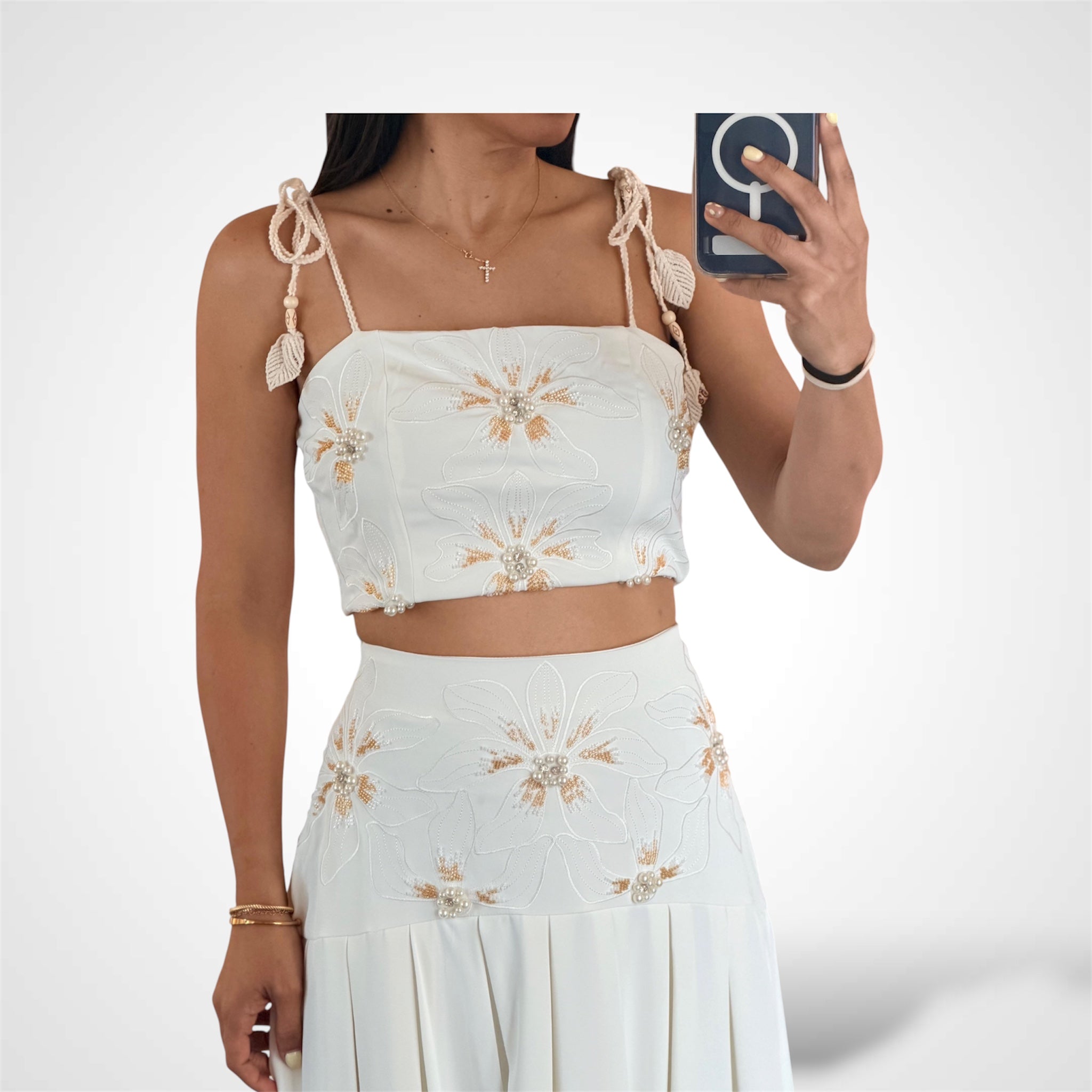 Garden Blossom Cami and Pleated Maxi Skirt Set-2