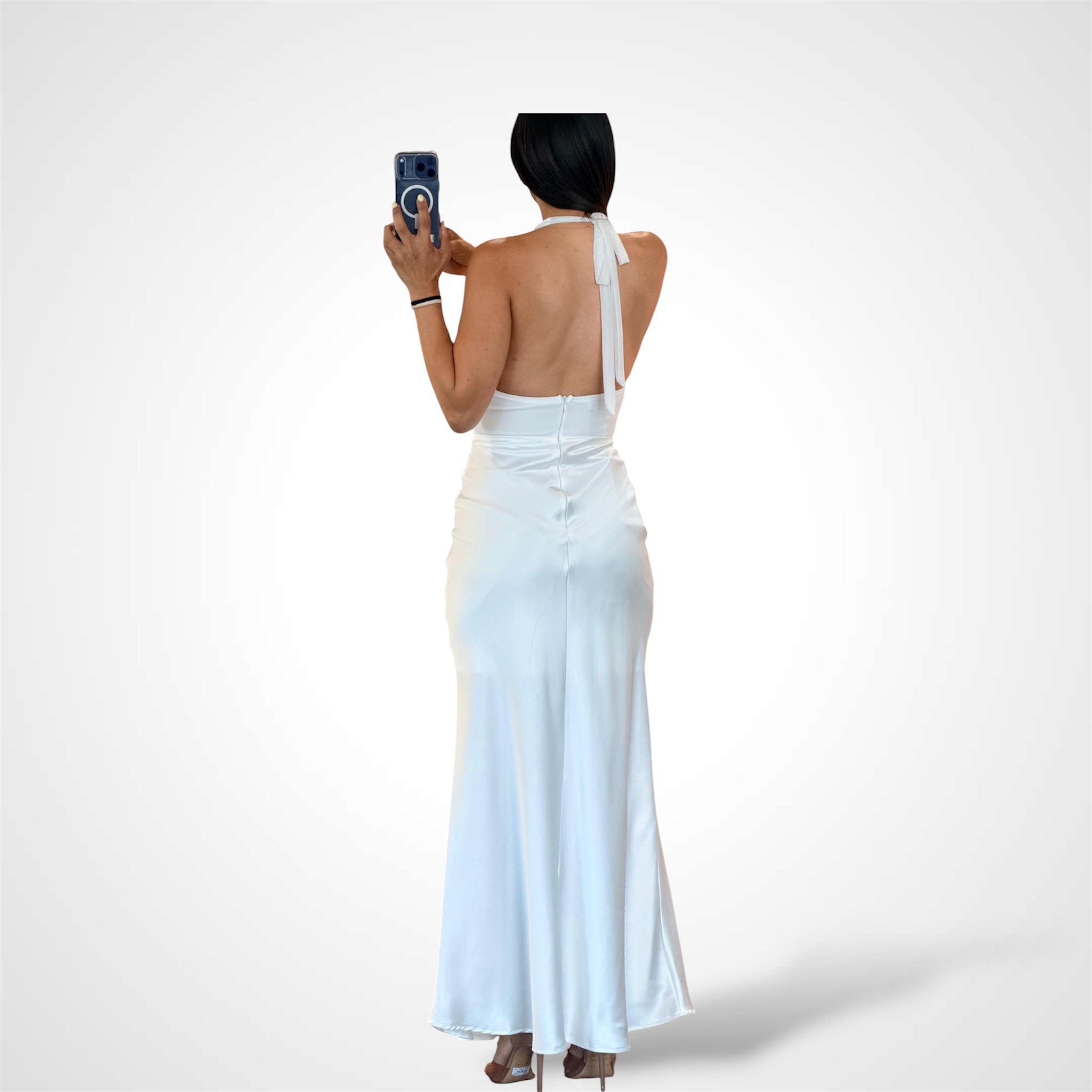 Cutout Woven Satin Maxi Dress-3