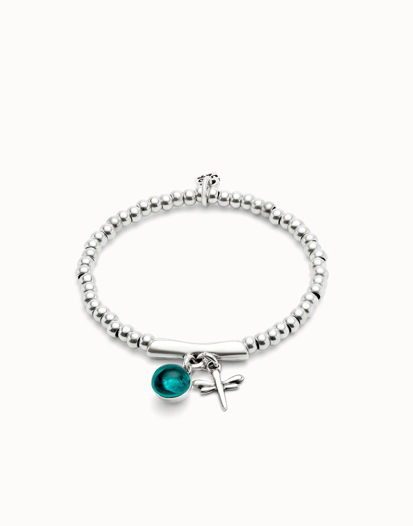 UNO DE 50 - Pulsera bañada en plata de ley con cristal de murano y libélula