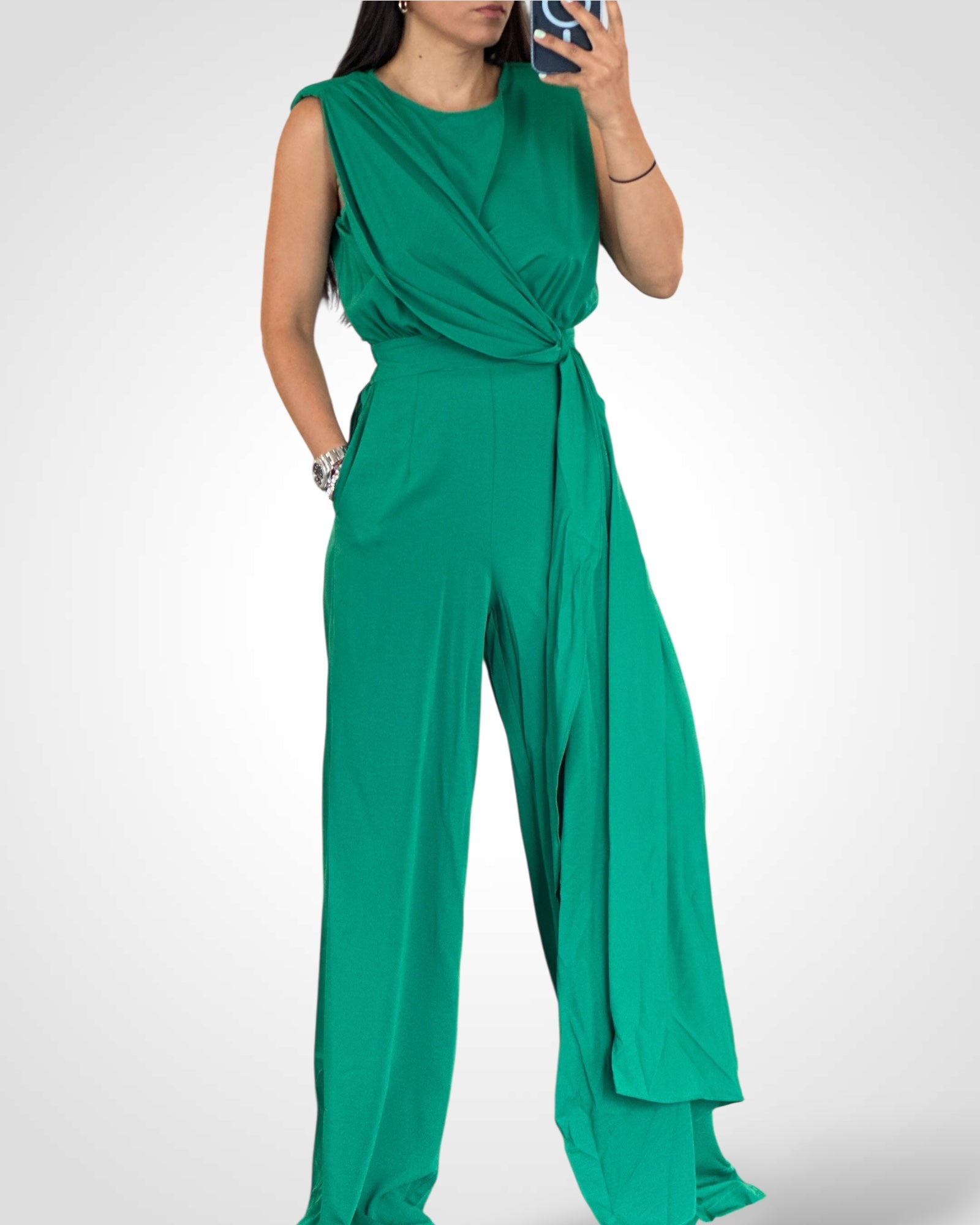 SJQ-SHOULDER DRAPE JUMPSUIT