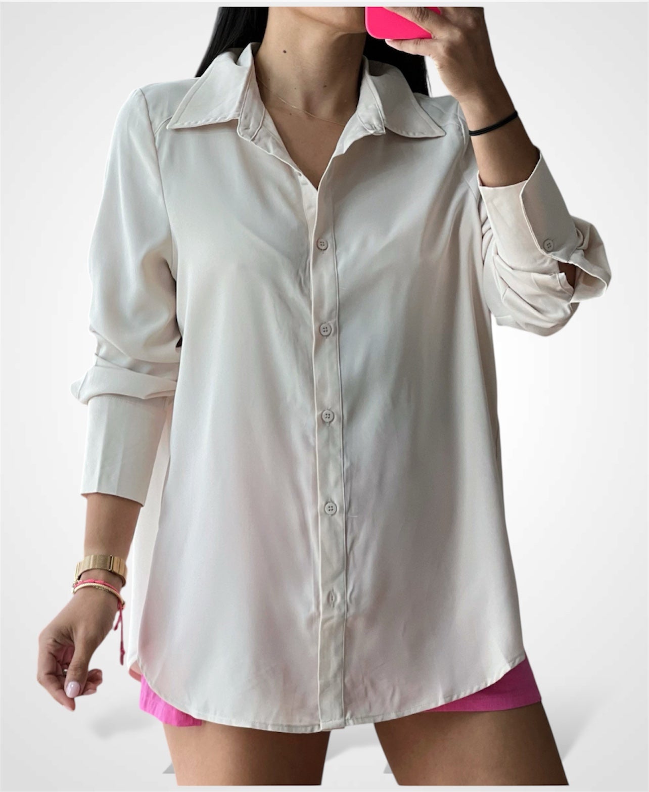 Bra Top And Button Shirt Set•