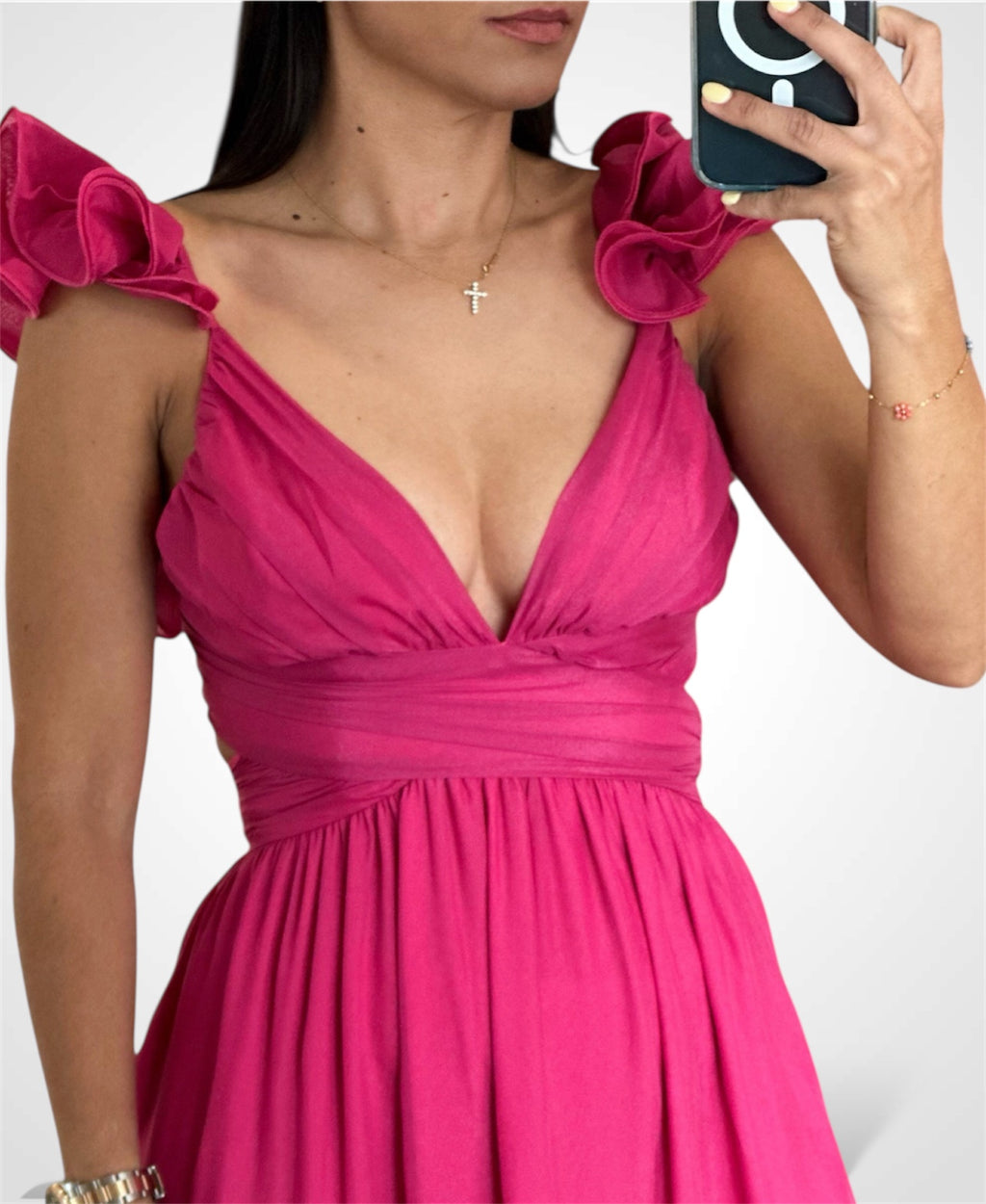 SJ Ruffle Strap Midi Dress