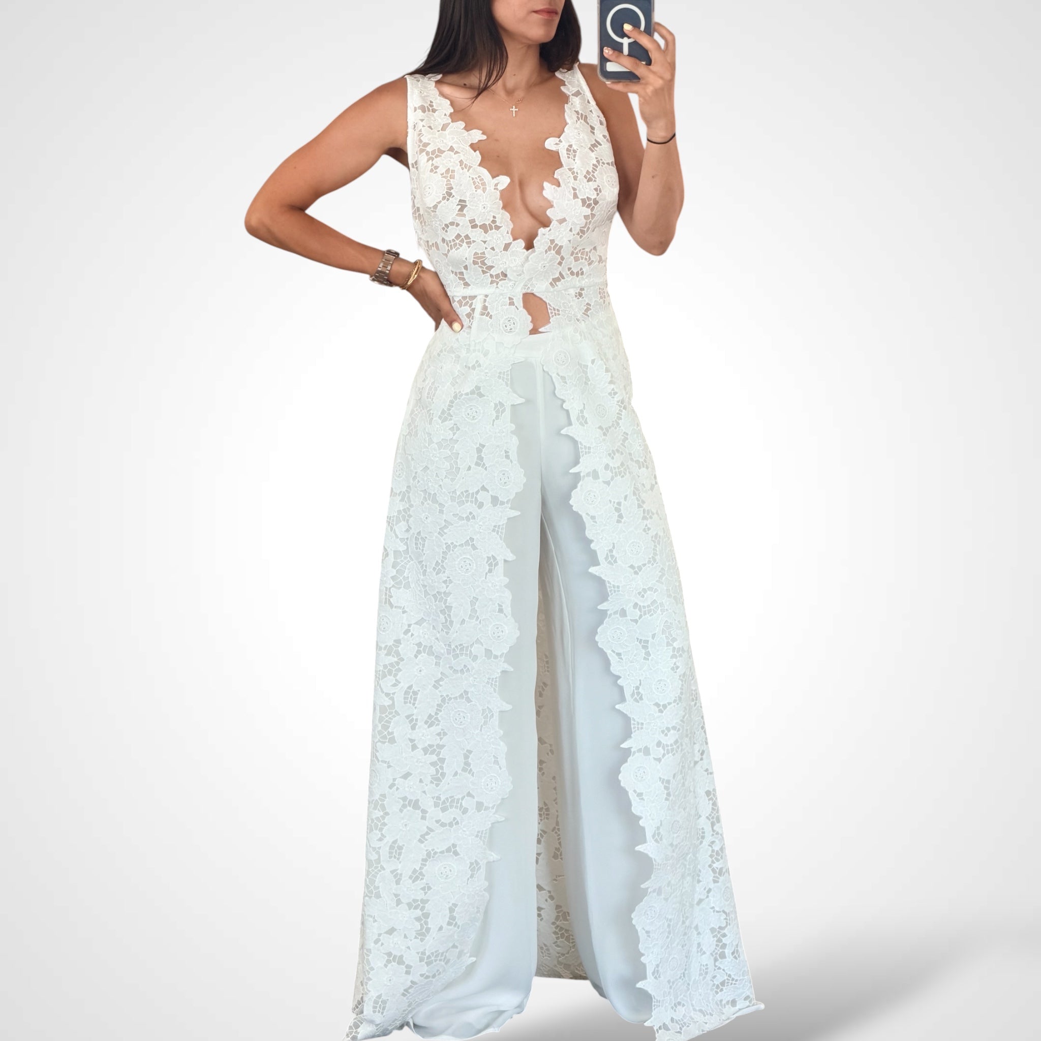 Lace Cut-Out Layered Set-1