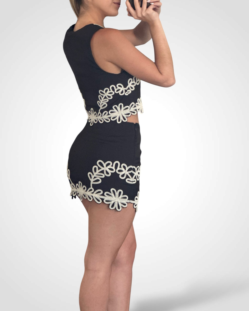 WESTERN EMBROIDERED VEST MINI SKIRT SET