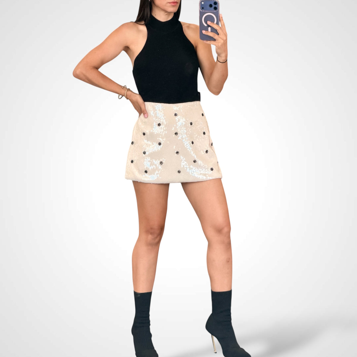 Polka Glow Sequin Skort-3