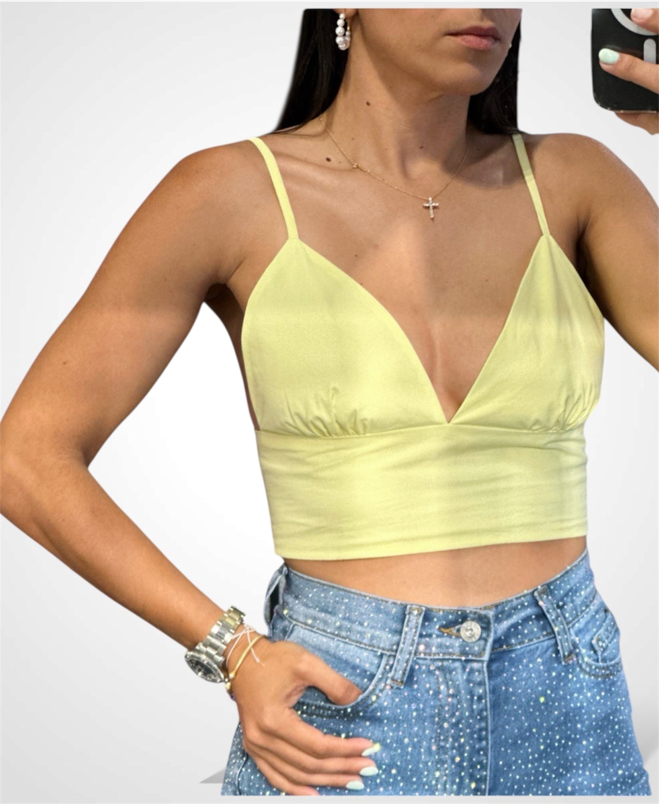 YELLOW SOLID BRA TOP•